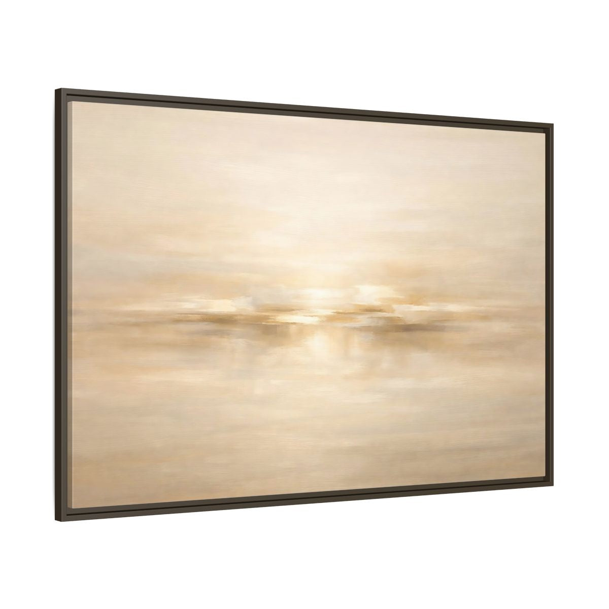 Main Mockup. Nature Abstract Landscape Beige And Gold Abstract shown as stretched canvas wall art