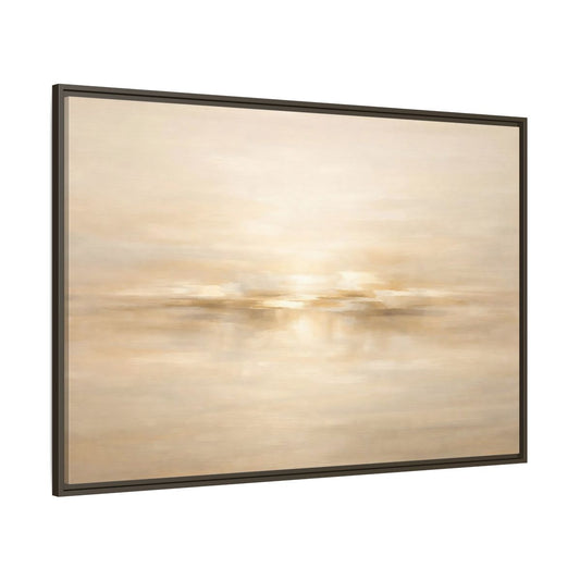 Main Mockup. Nature Abstract Landscape Beige And Gold Abstract shown as stretched canvas wall art