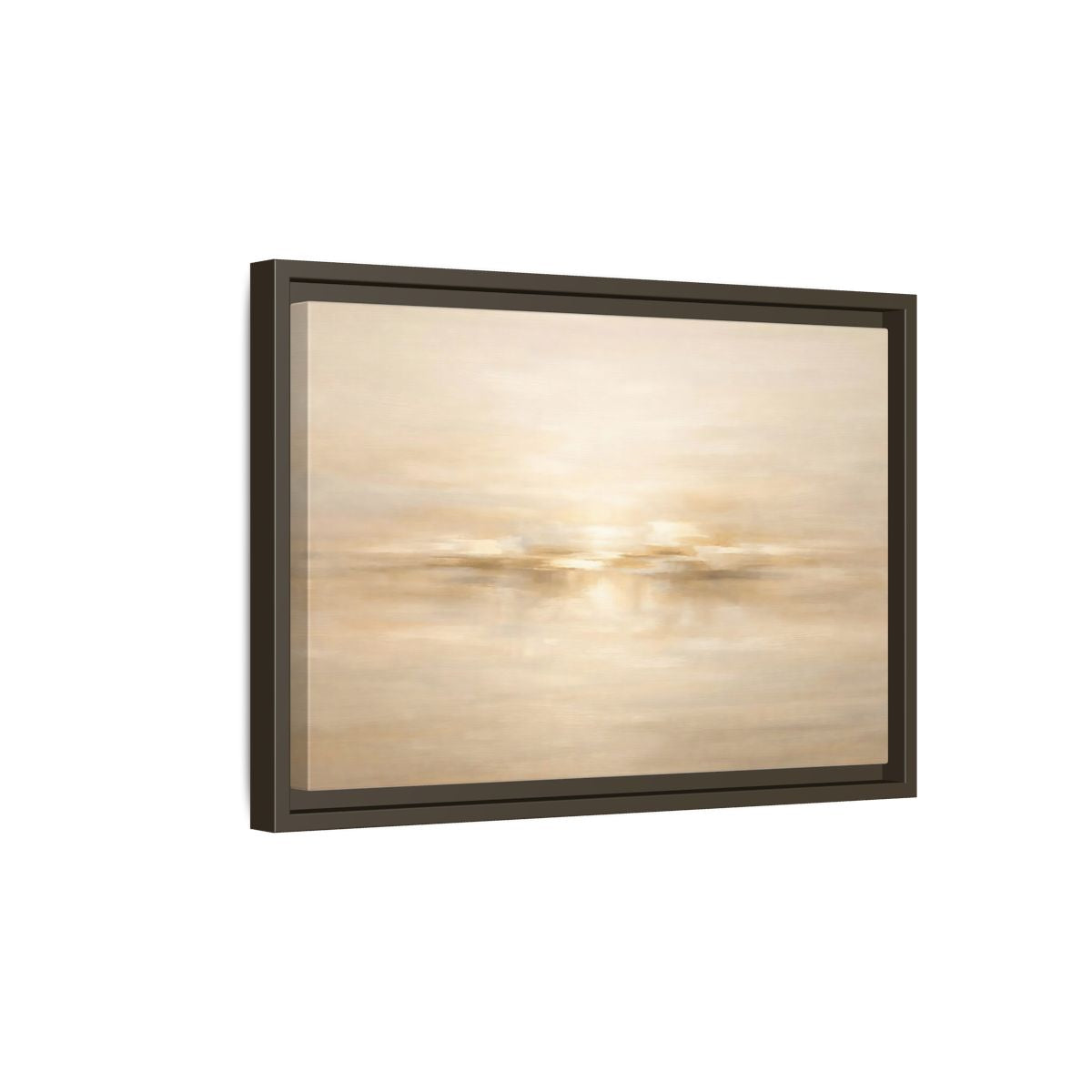 Side Mockup 5. Nature Abstract Landscape Beige And Gold Abstract shown as stretched canvas wall art