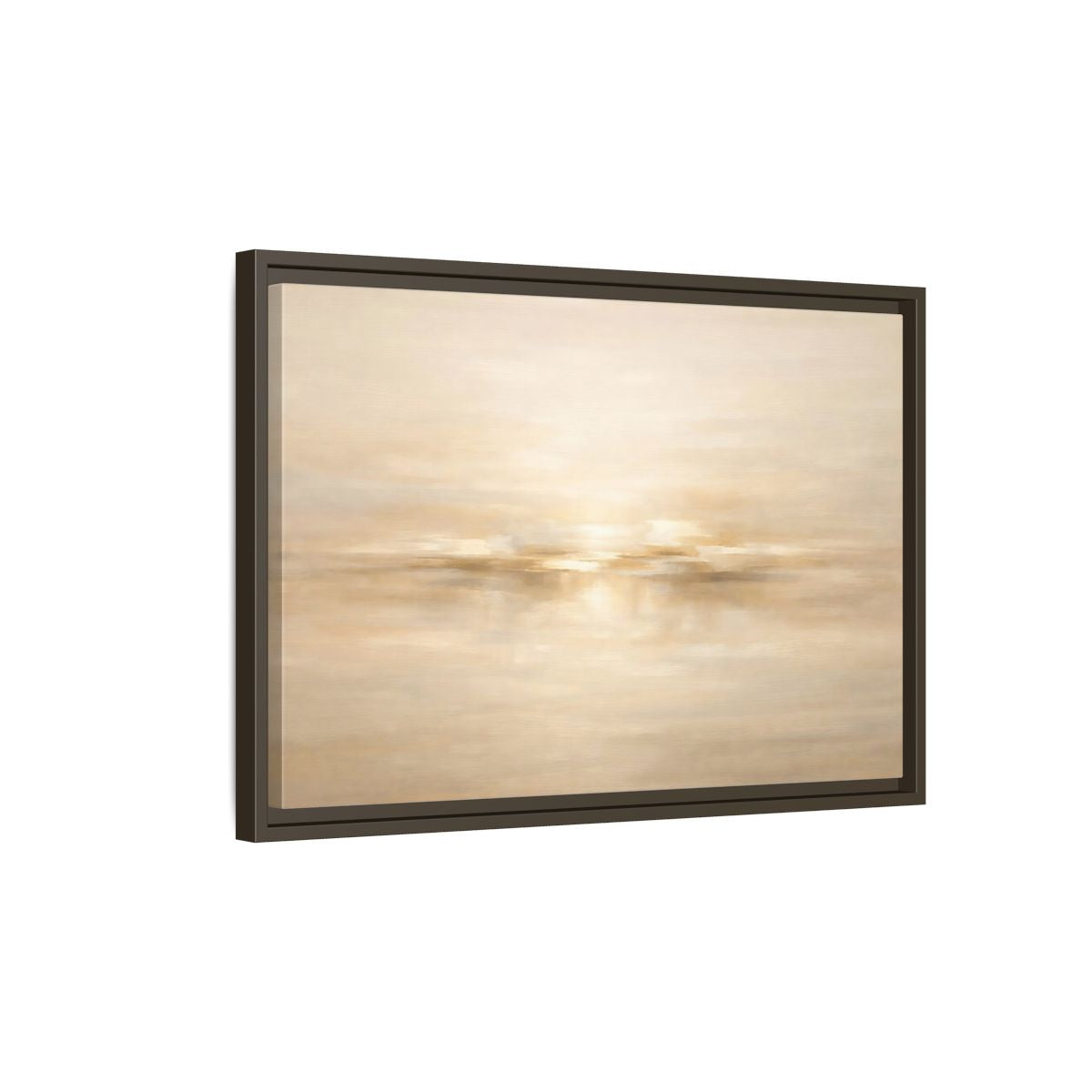 Side Mockup 2. Nature Abstract Landscape Beige And Gold Abstract shown as stretched canvas wall art