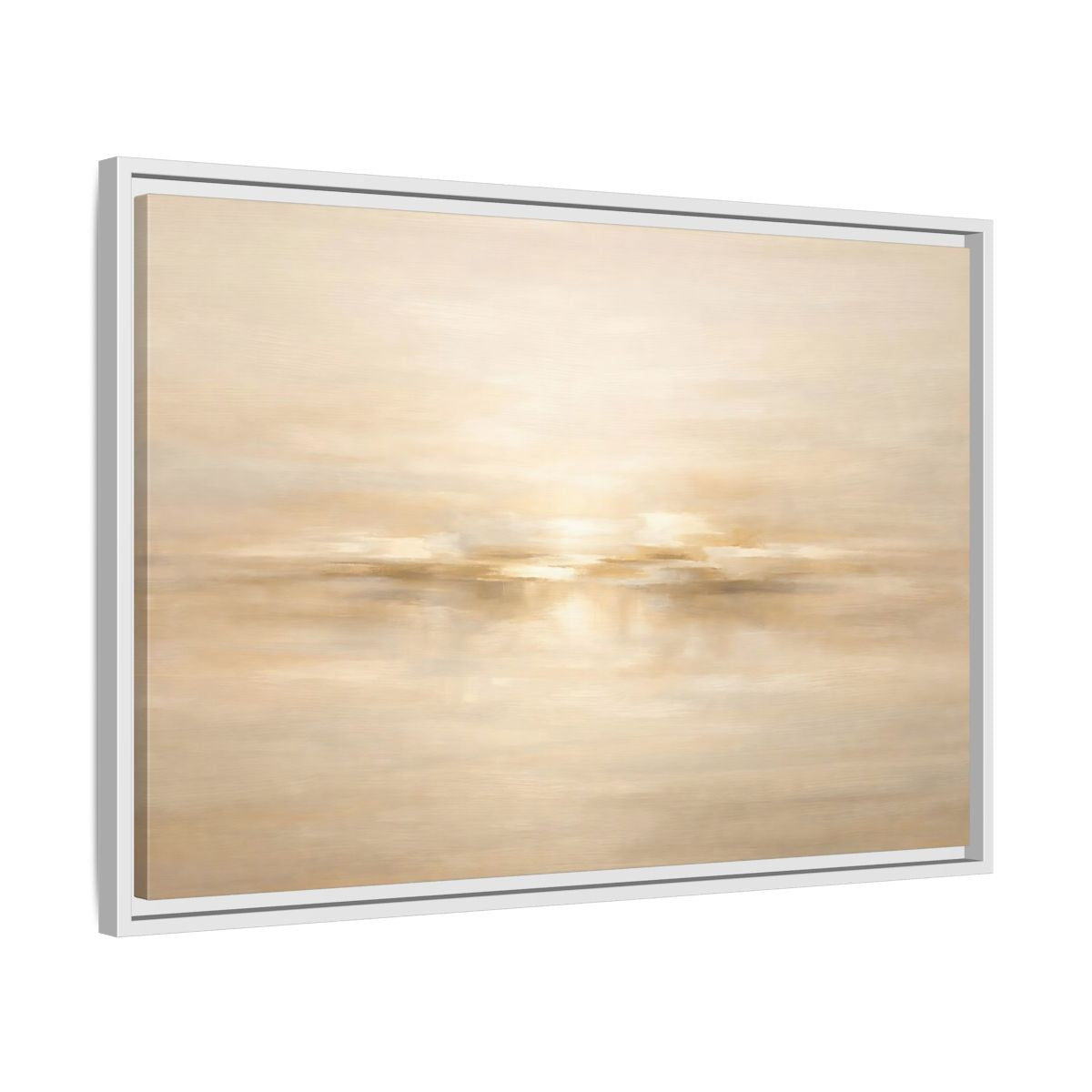 Side Mockup 10. Nature Abstract Landscape Beige And Gold Abstract shown as stretched canvas wall art