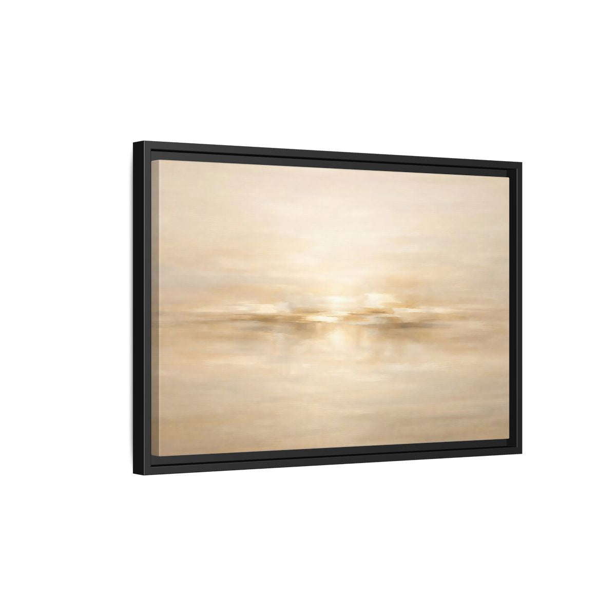 Side Mockup 3. Nature Abstract Landscape Beige And Gold Abstract shown as stretched canvas wall art