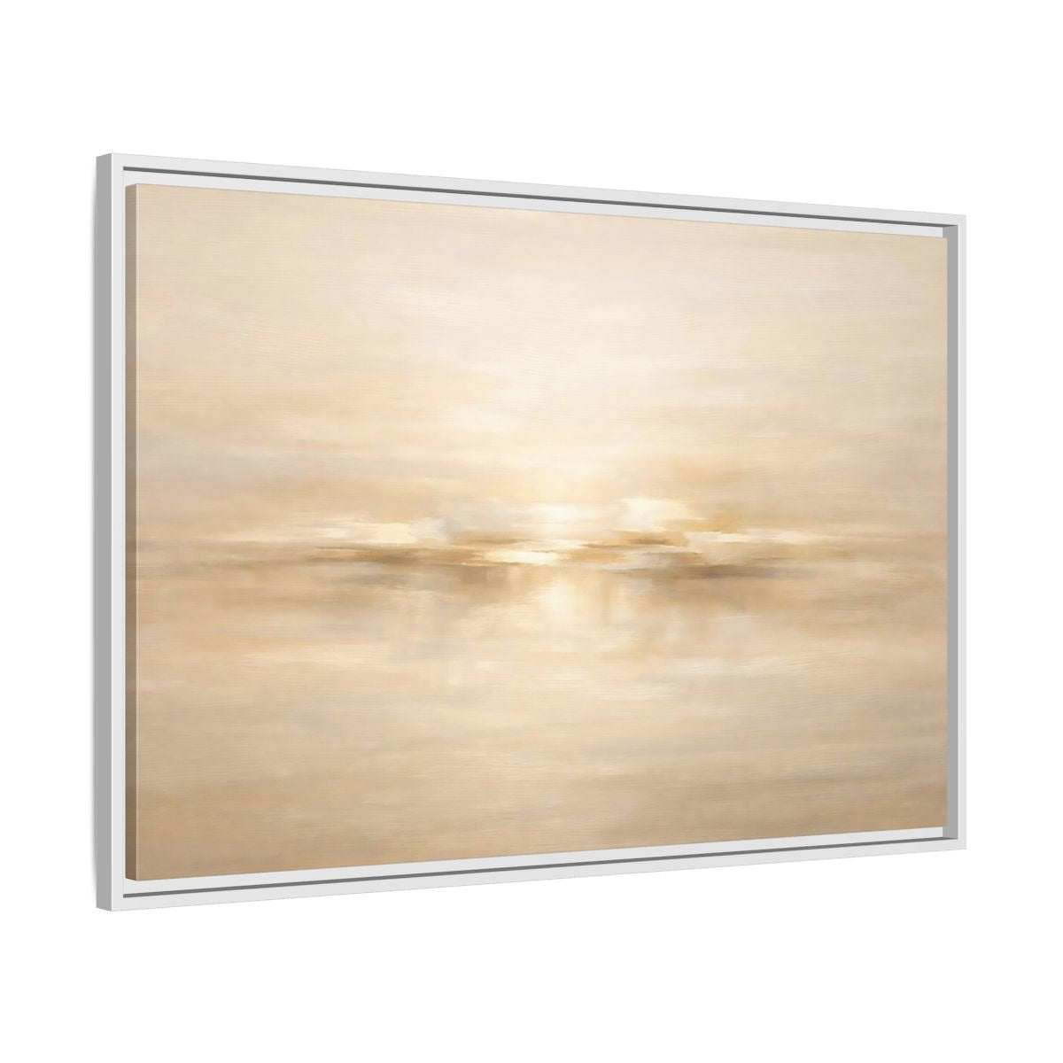 Side Mockup 8. Nature Abstract Landscape Beige And Gold Abstract shown as stretched canvas wall art