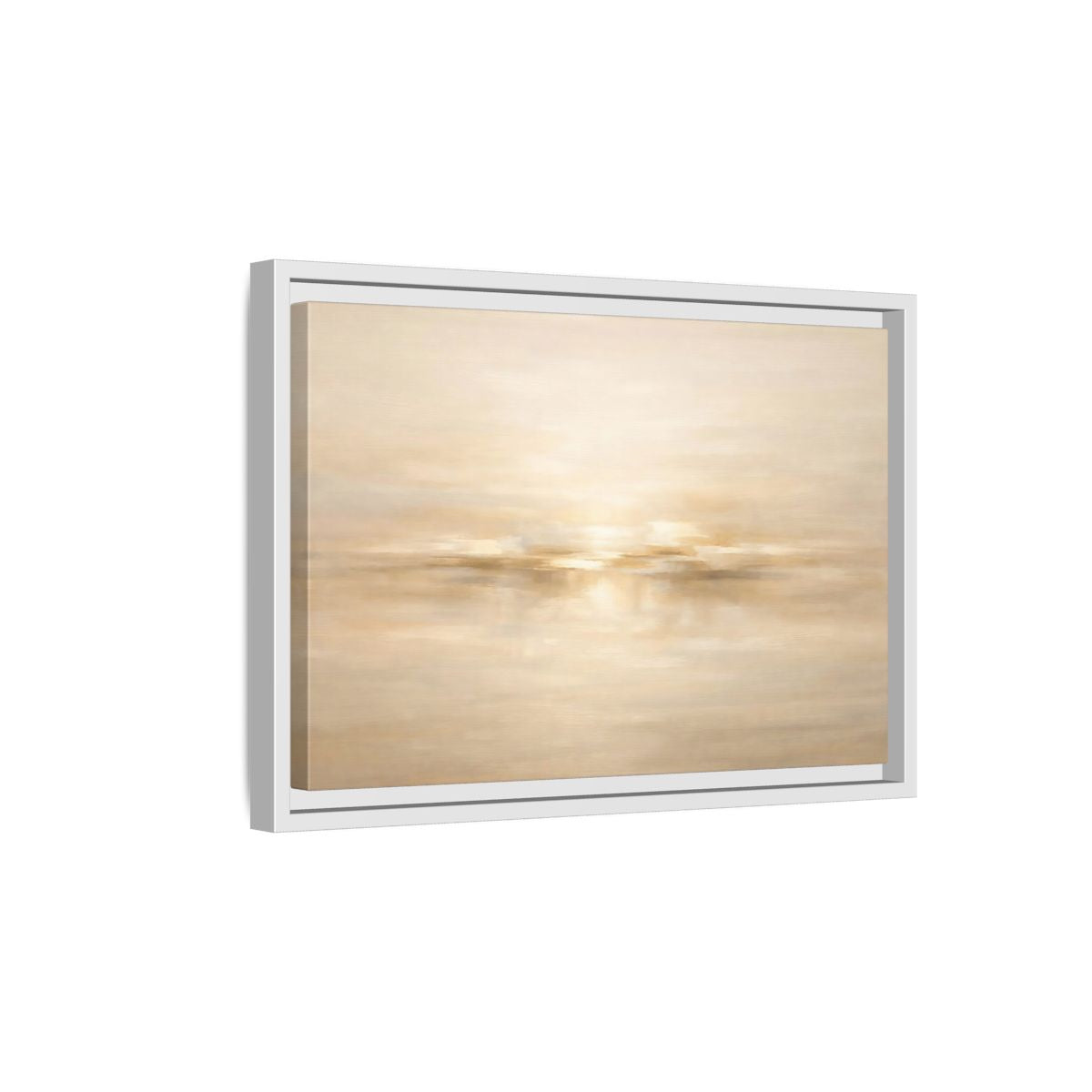 Side Mockup 4. Nature Abstract Landscape Beige And Gold Abstract shown as stretched canvas wall art