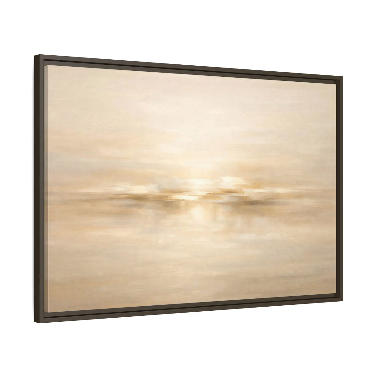 Side Mockup 9. Nature Abstract Landscape Beige And Gold Abstract shown as stretched canvas wall art