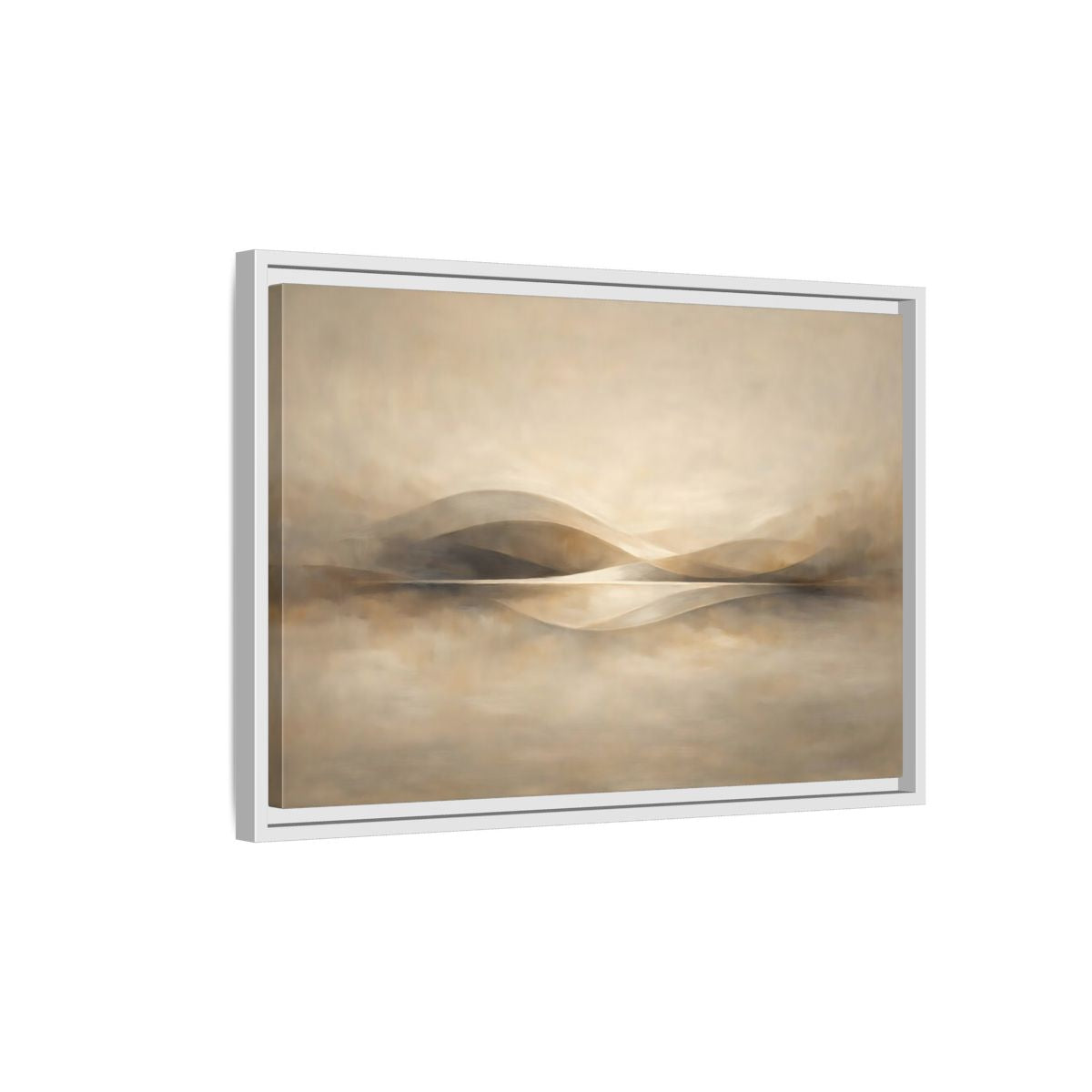 Side Mockup 1. Nature Abstract Landscape Beige Brown Landscape shown as stretched canvas wall art