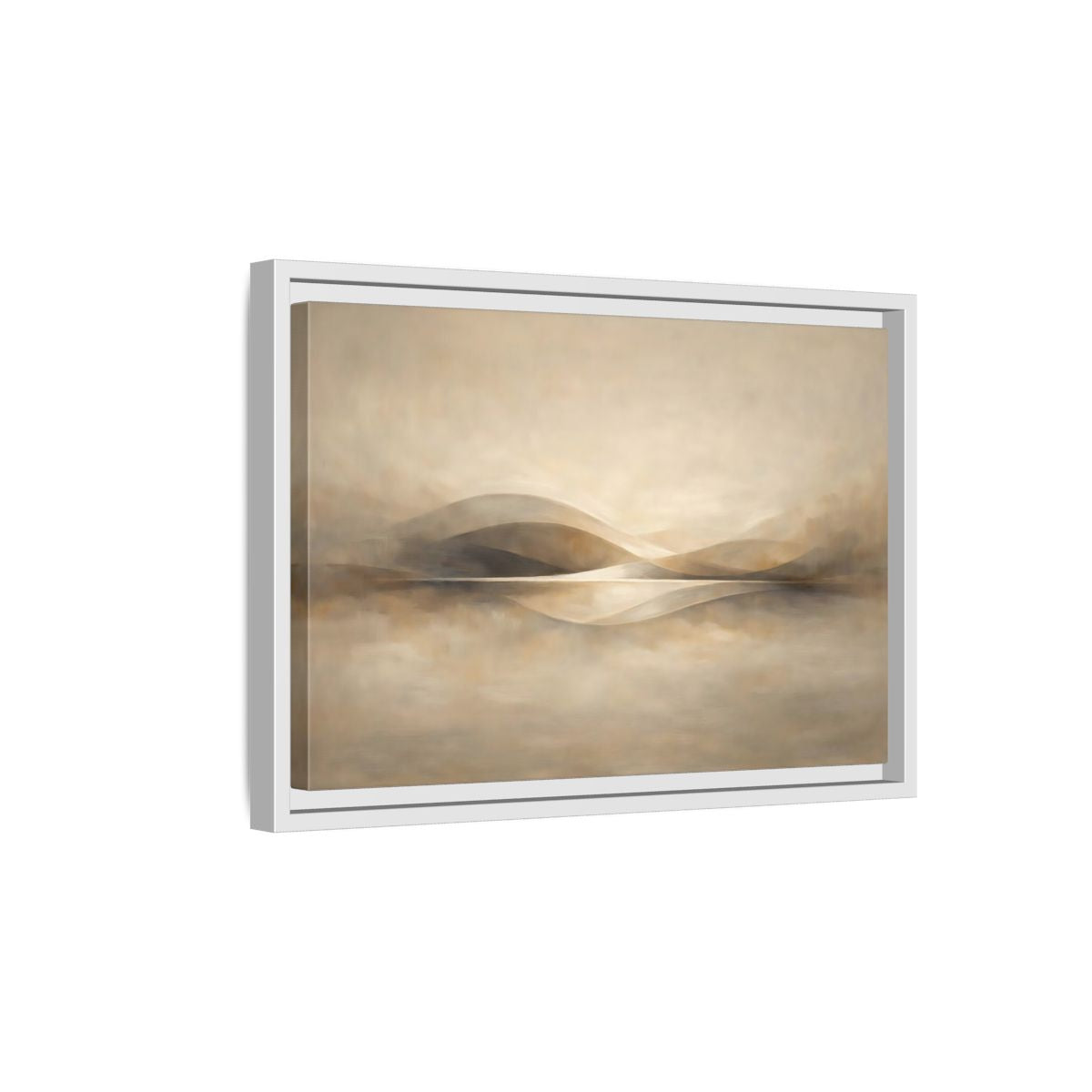 Side Mockup 4. Nature Abstract Landscape Beige Brown Landscape shown as stretched canvas wall art