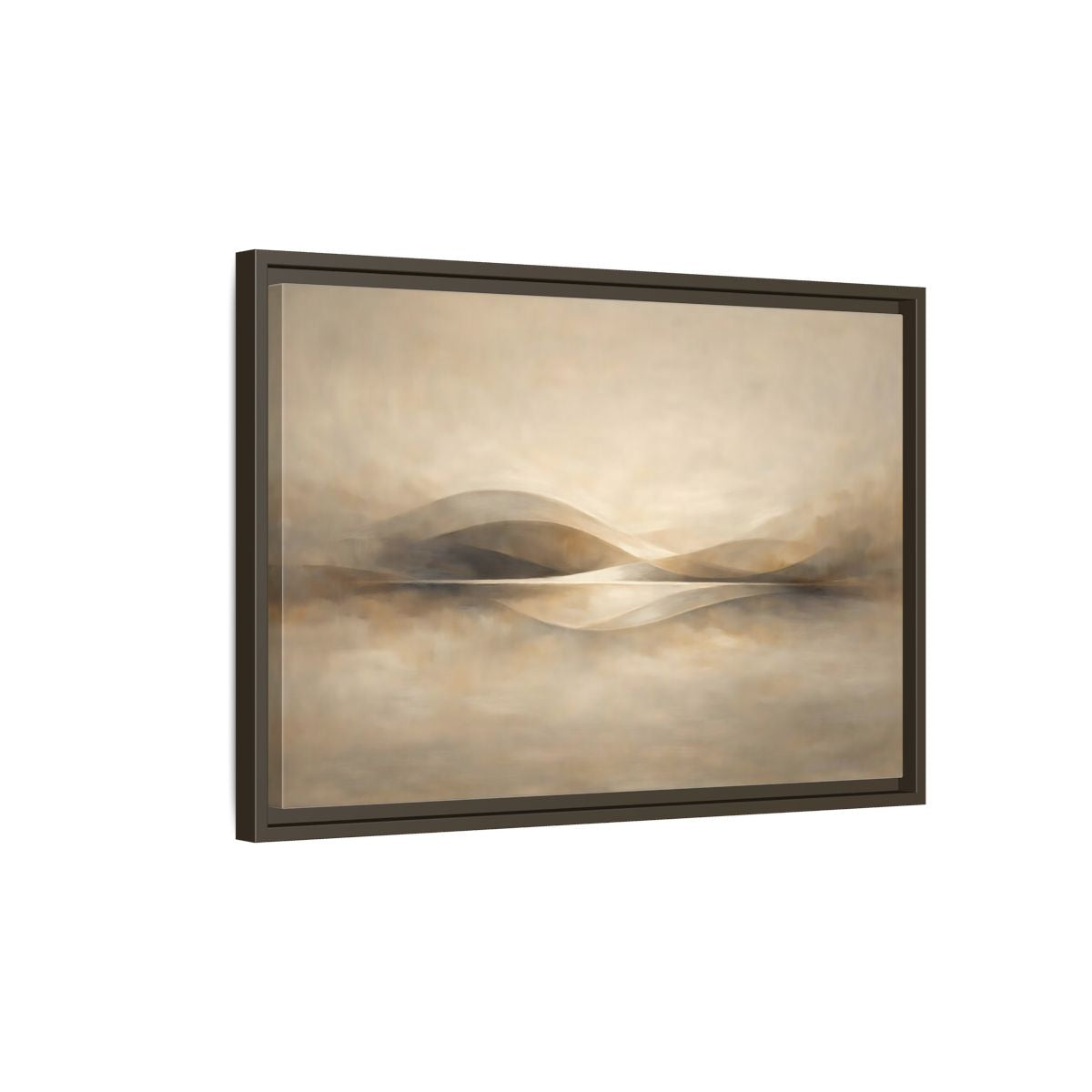 Side Mockup 2. Nature Abstract Landscape Beige Brown Landscape shown as stretched canvas wall art