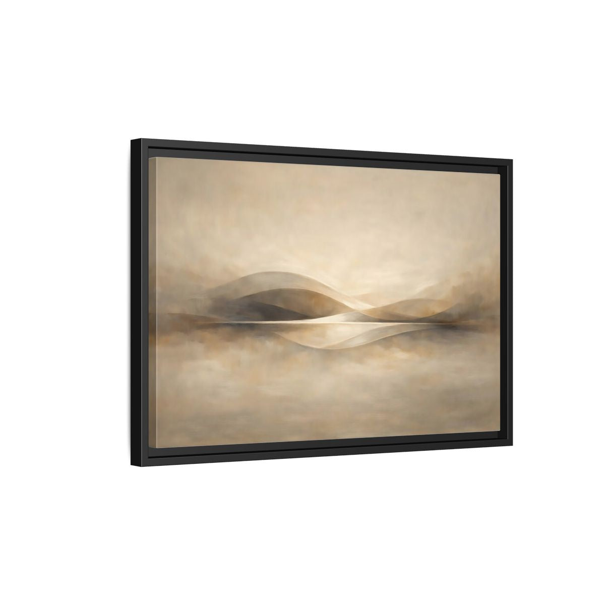 Side Mockup 3. Nature Abstract Landscape Beige Brown Landscape shown as stretched canvas wall art