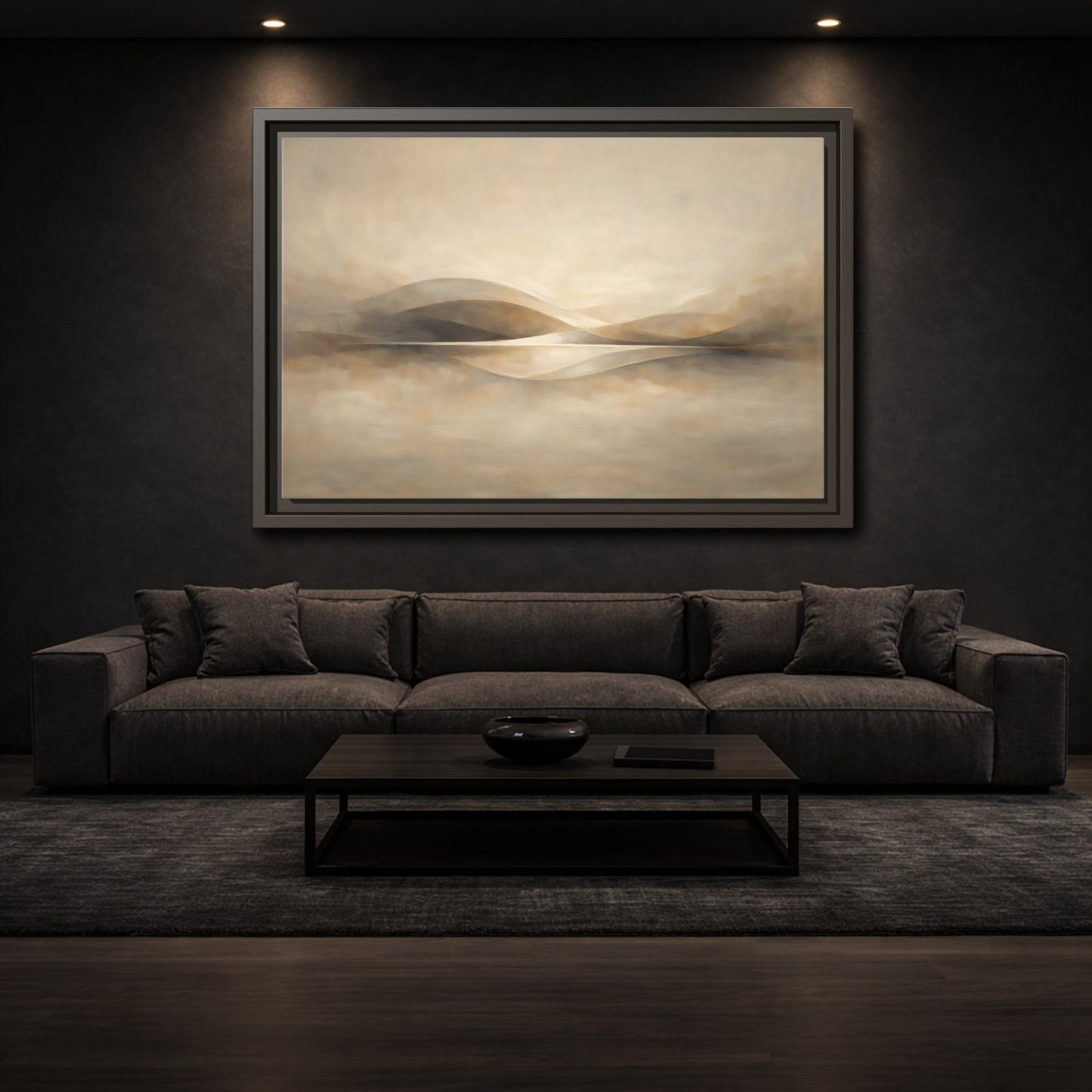 Mockup 2. Nature Abstract Landscape Beige Brown Landscape shown as stretched canvas wall art