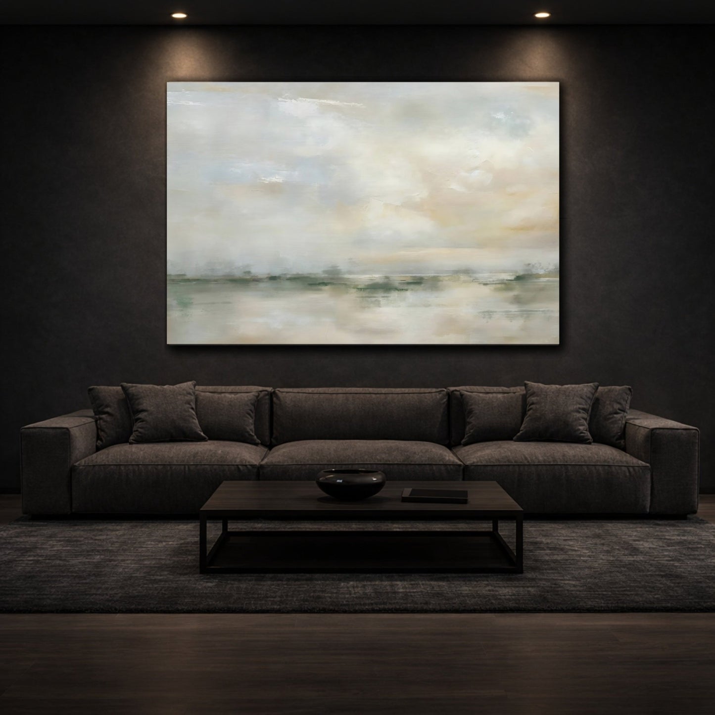 Nature Abstract Landscape Beige Green - Canvas Wall Art Print - YesArtYes