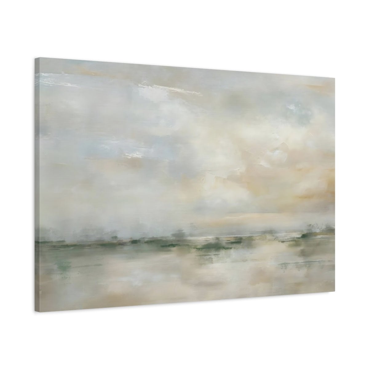 Nature Abstract Landscape Beige Green - Canvas Wall Art Print - YesArtYes