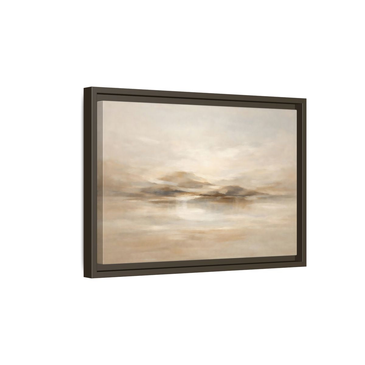 Side Mockup 5. Nature Abstract Landscape Brown And Beige shown as stretched canvas wall art