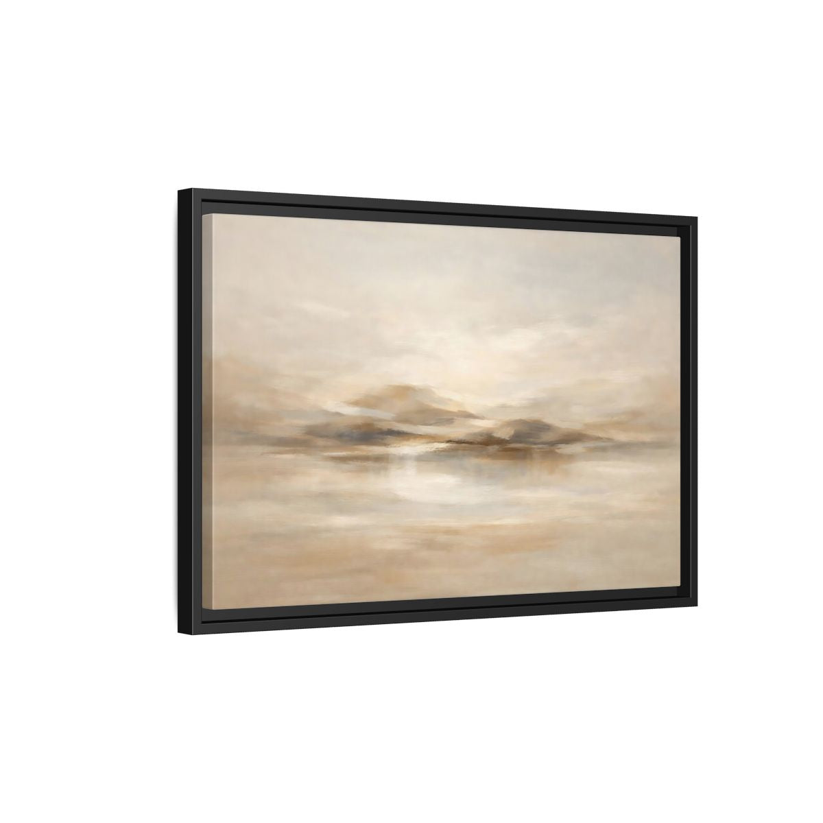 Side Mockup 3. Nature Abstract Landscape Brown And Beige shown as stretched canvas wall art