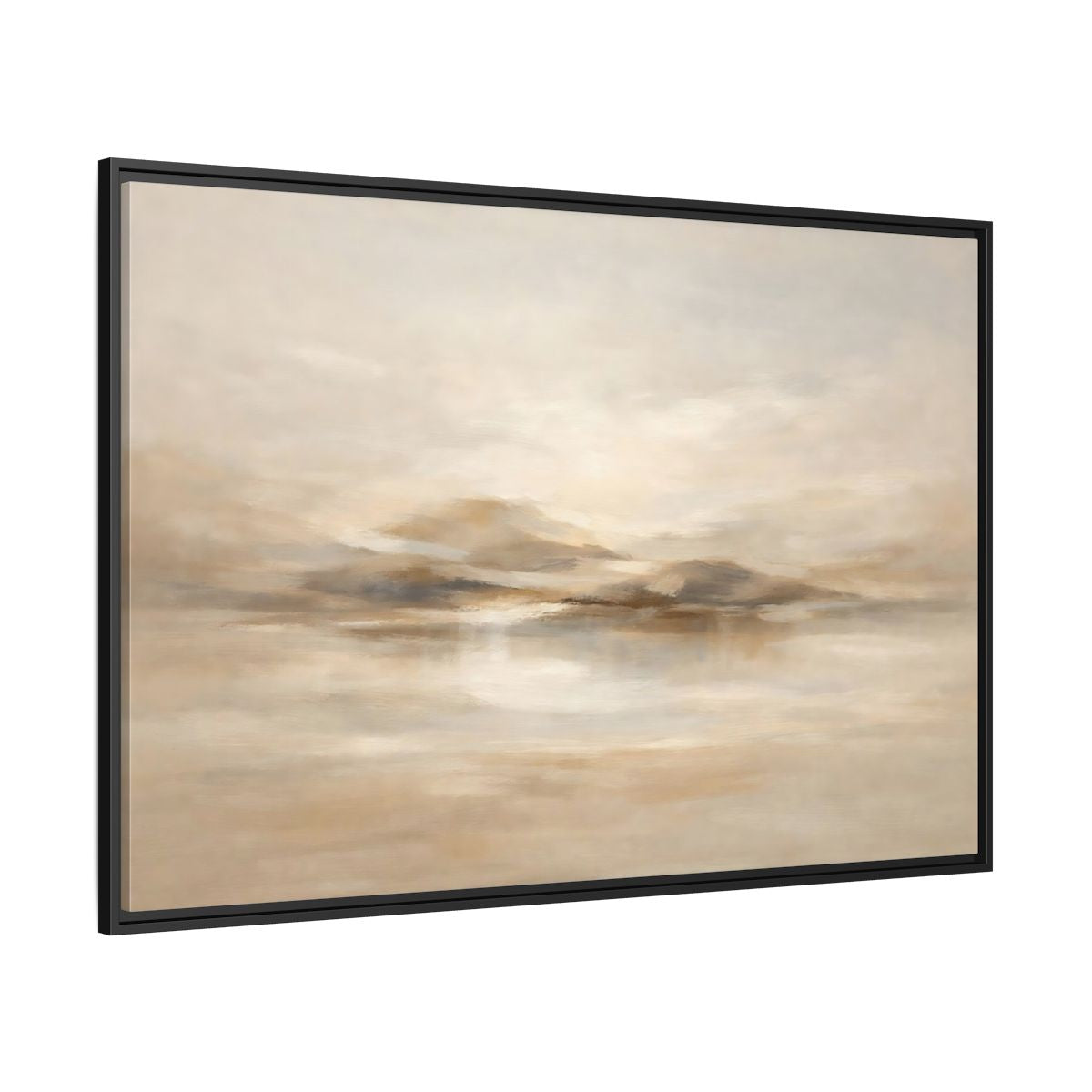 Side Mockup 12. Nature Abstract Landscape Brown And Beige shown as stretched canvas wall art