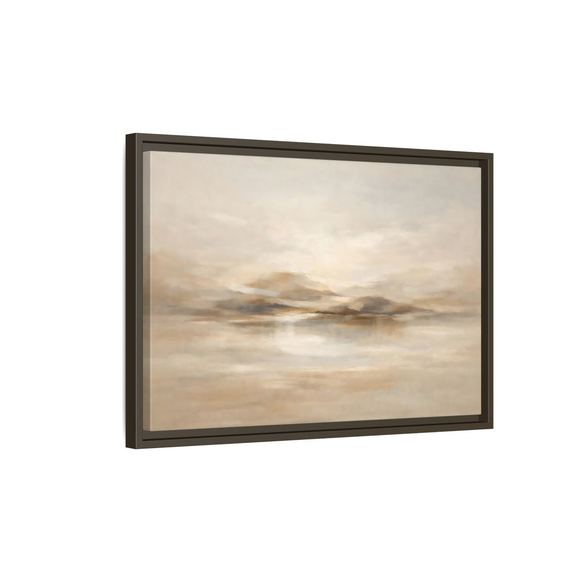 Side Mockup 2. Nature Abstract Landscape Brown And Beige shown as stretched canvas wall art