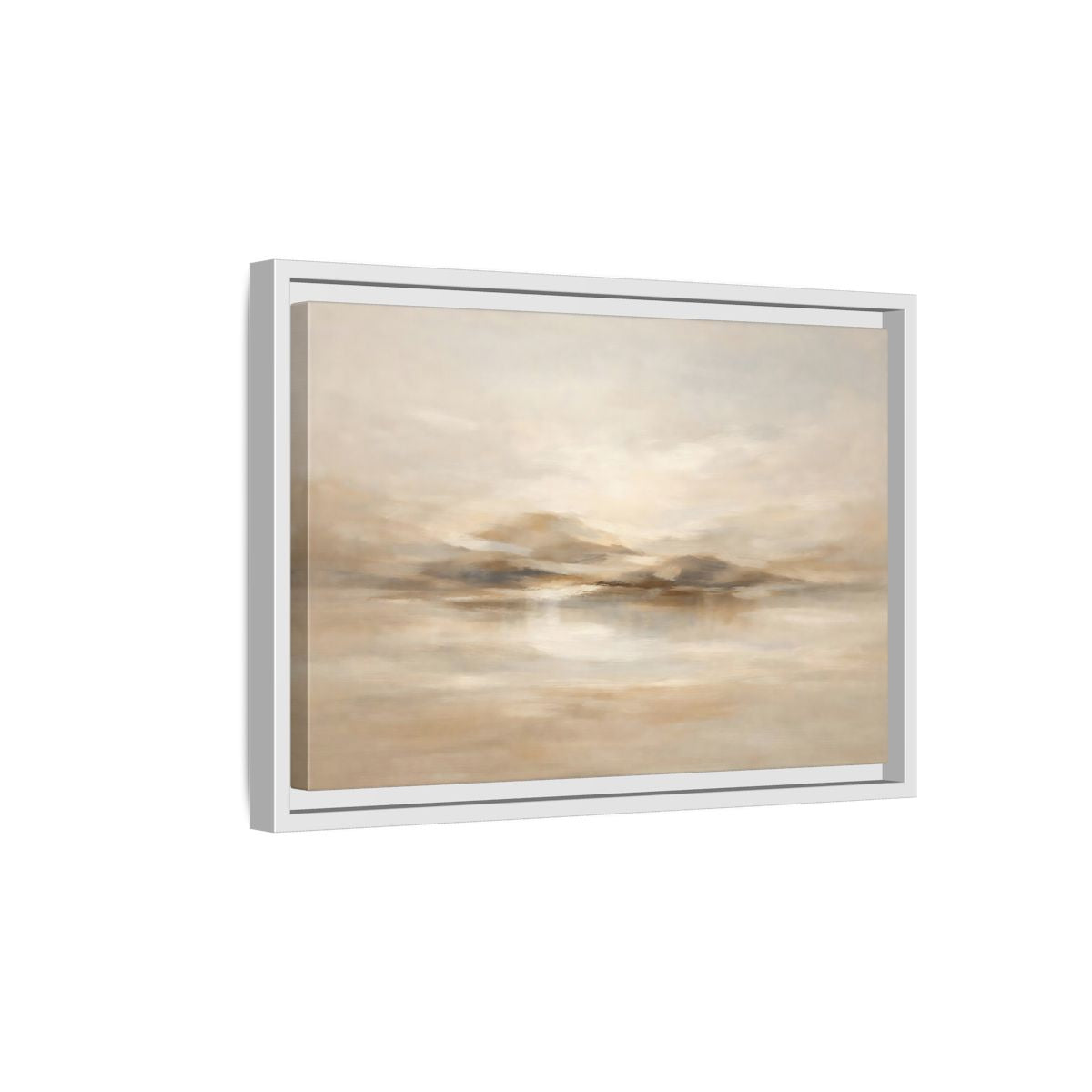 Side Mockup 4. Nature Abstract Landscape Brown And Beige shown as stretched canvas wall art