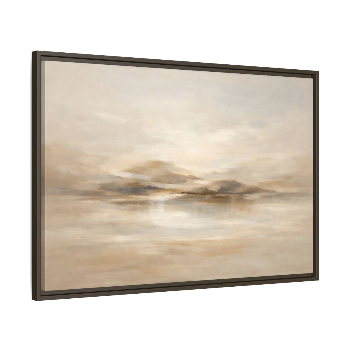 Side Mockup 9. Nature Abstract Landscape Brown And Beige shown as stretched canvas wall art
