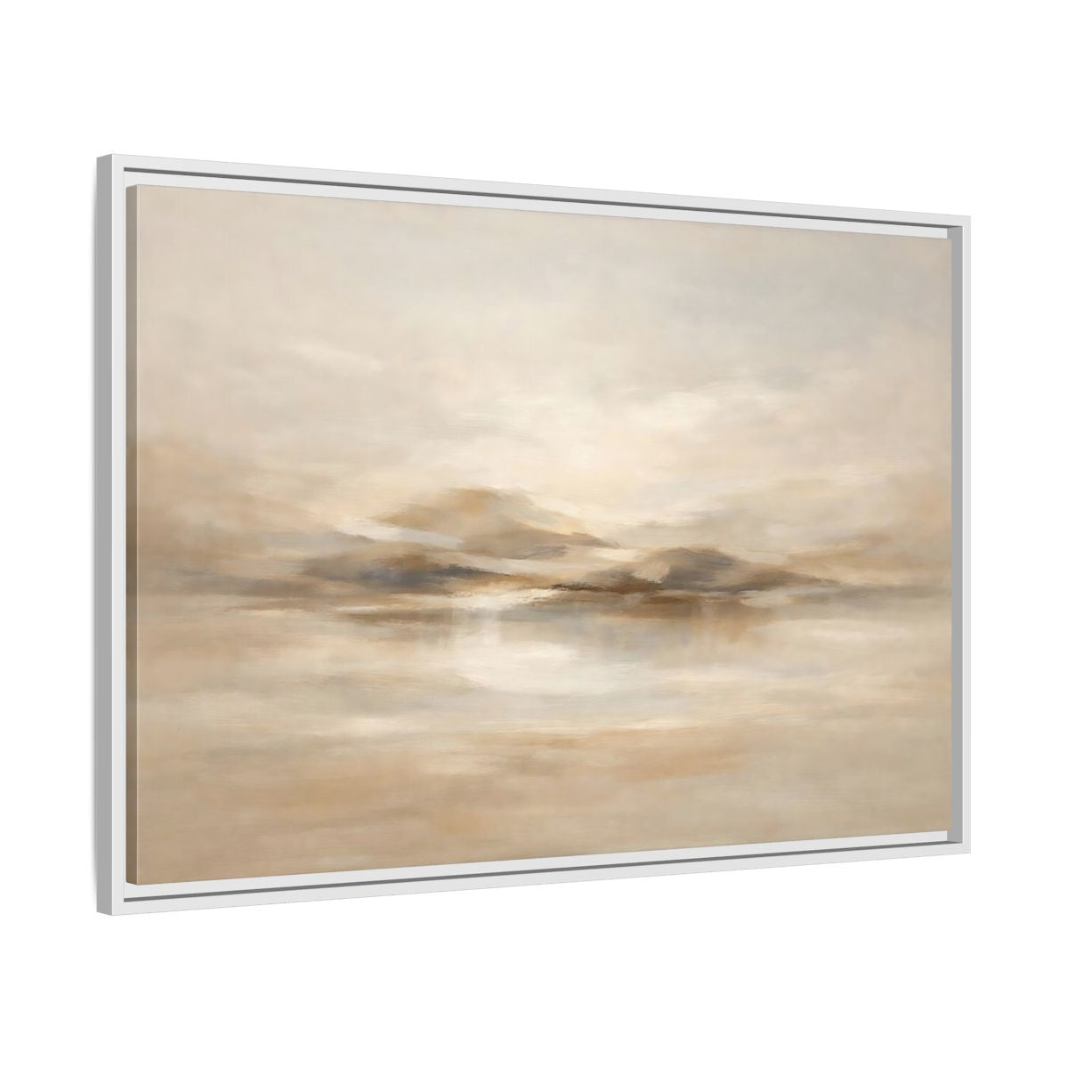 Side Mockup 8. Nature Abstract Landscape Brown And Beige shown as stretched canvas wall art