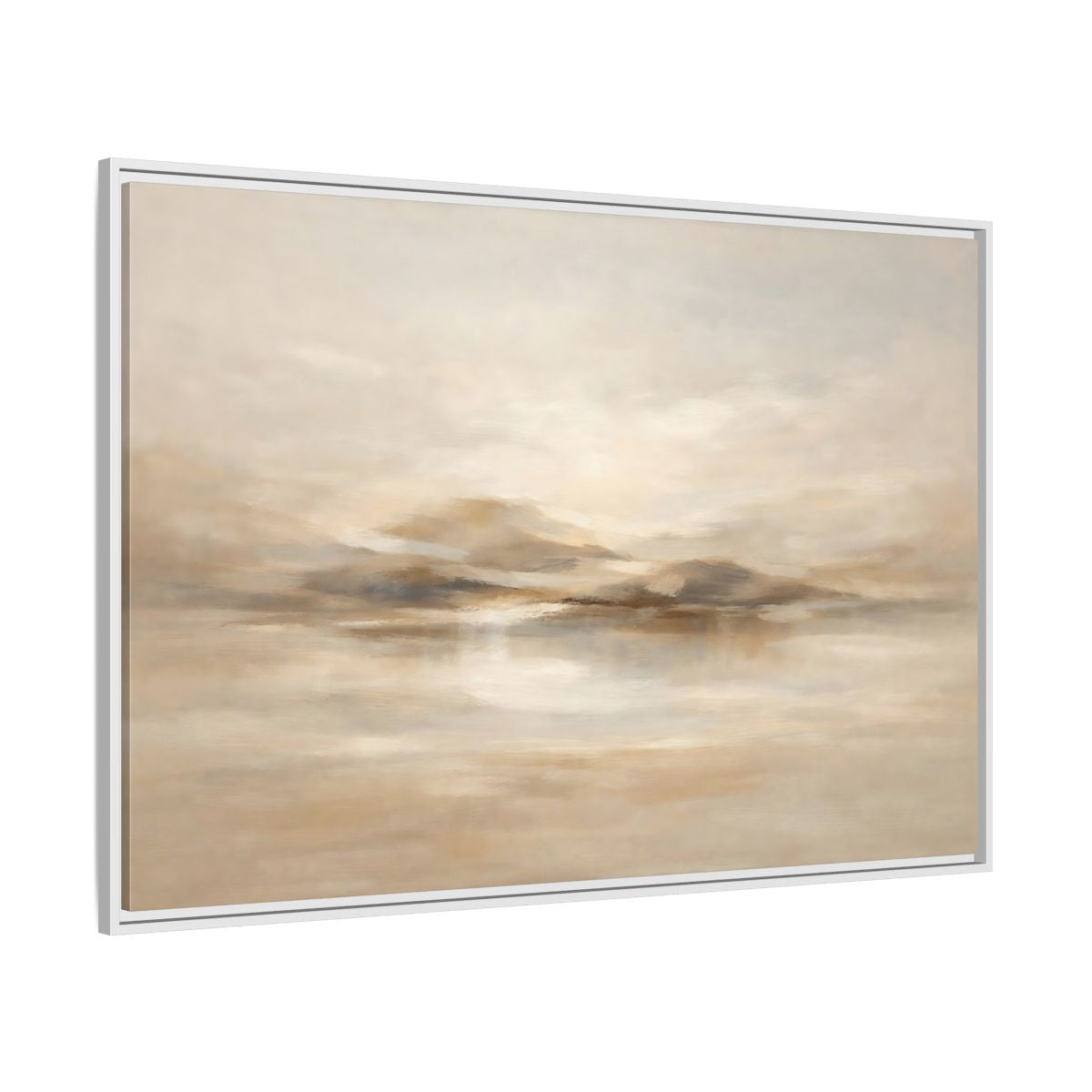 Side Mockup 7. Nature Abstract Landscape Brown And Beige shown as stretched canvas wall art