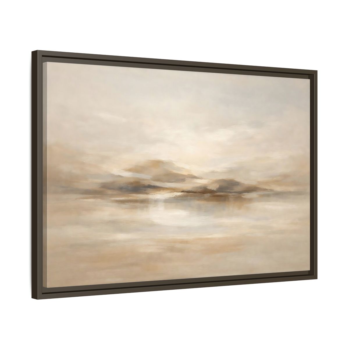 Side Mockup 11. Nature Abstract Landscape Brown And Beige shown as stretched canvas wall art