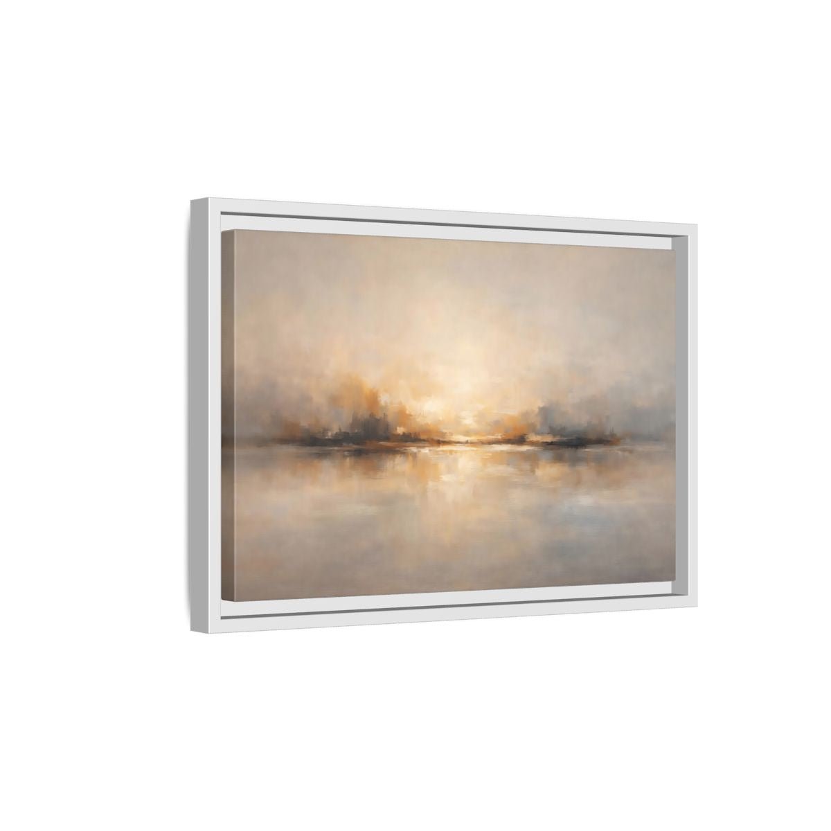 Side Mockup 4. Nature Abstract Landscape Gold Grey shown as stretched canvas wall art