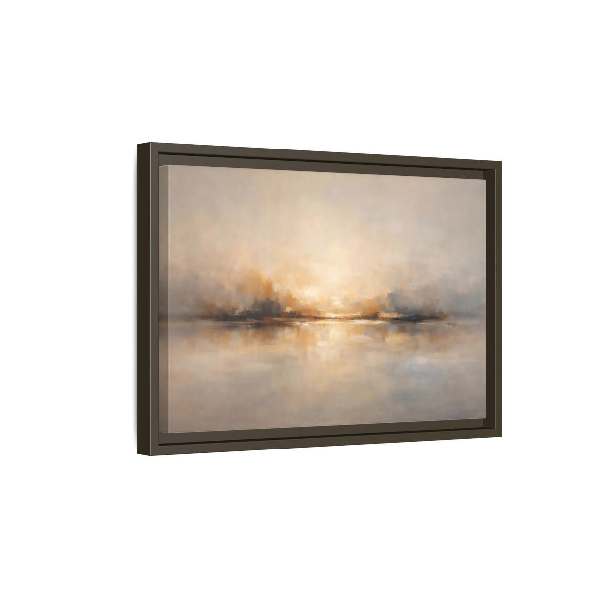 Side Mockup 5. Nature Abstract Landscape Gold Grey shown as stretched canvas wall art