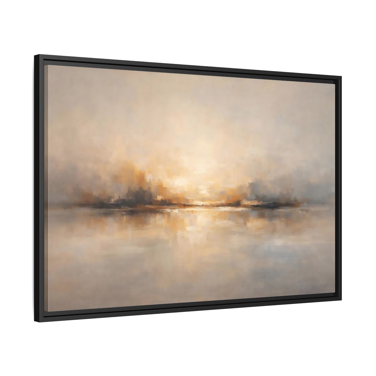 Side Mockup 13. Nature Abstract Landscape Gold Grey shown as stretched canvas wall art
