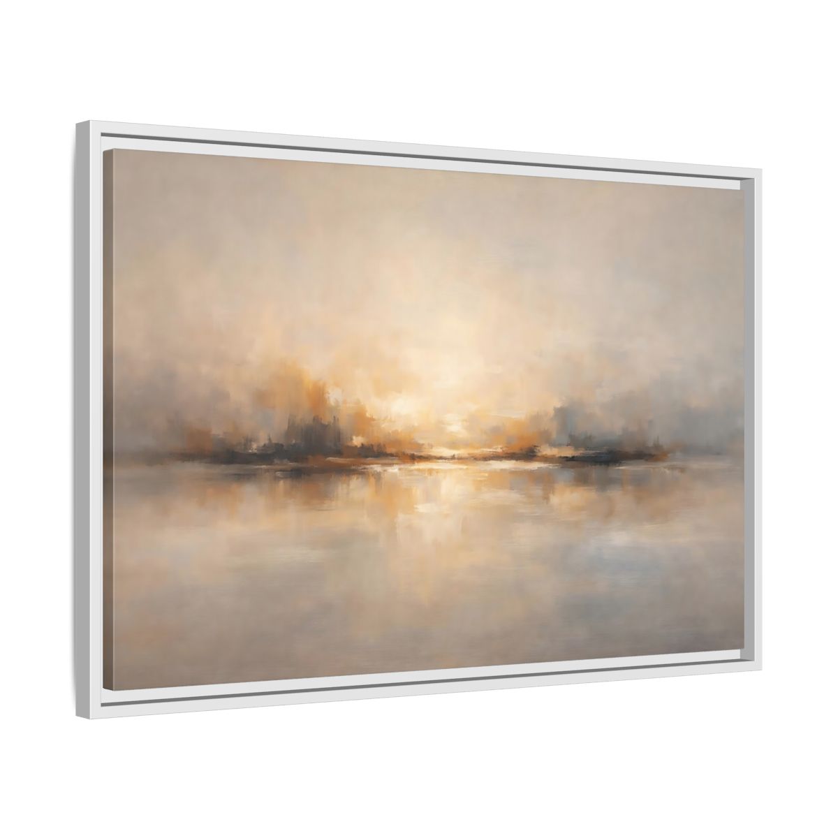 Side Mockup 10. Nature Abstract Landscape Gold Grey shown as stretched canvas wall art