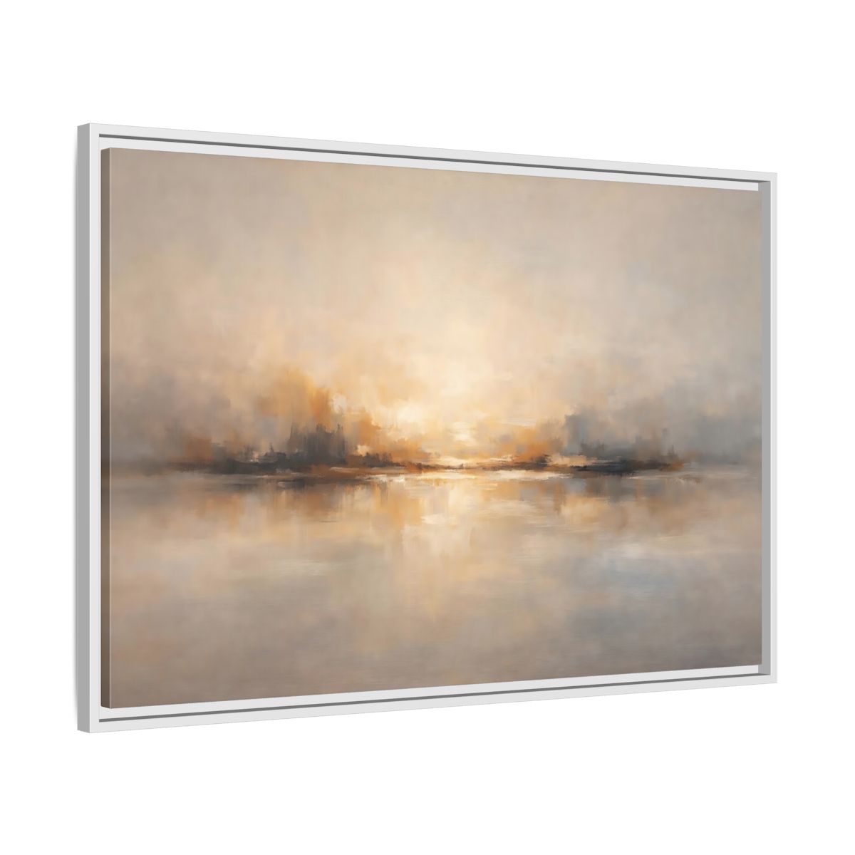 Side Mockup 8. Nature Abstract Landscape Gold Grey shown as stretched canvas wall art