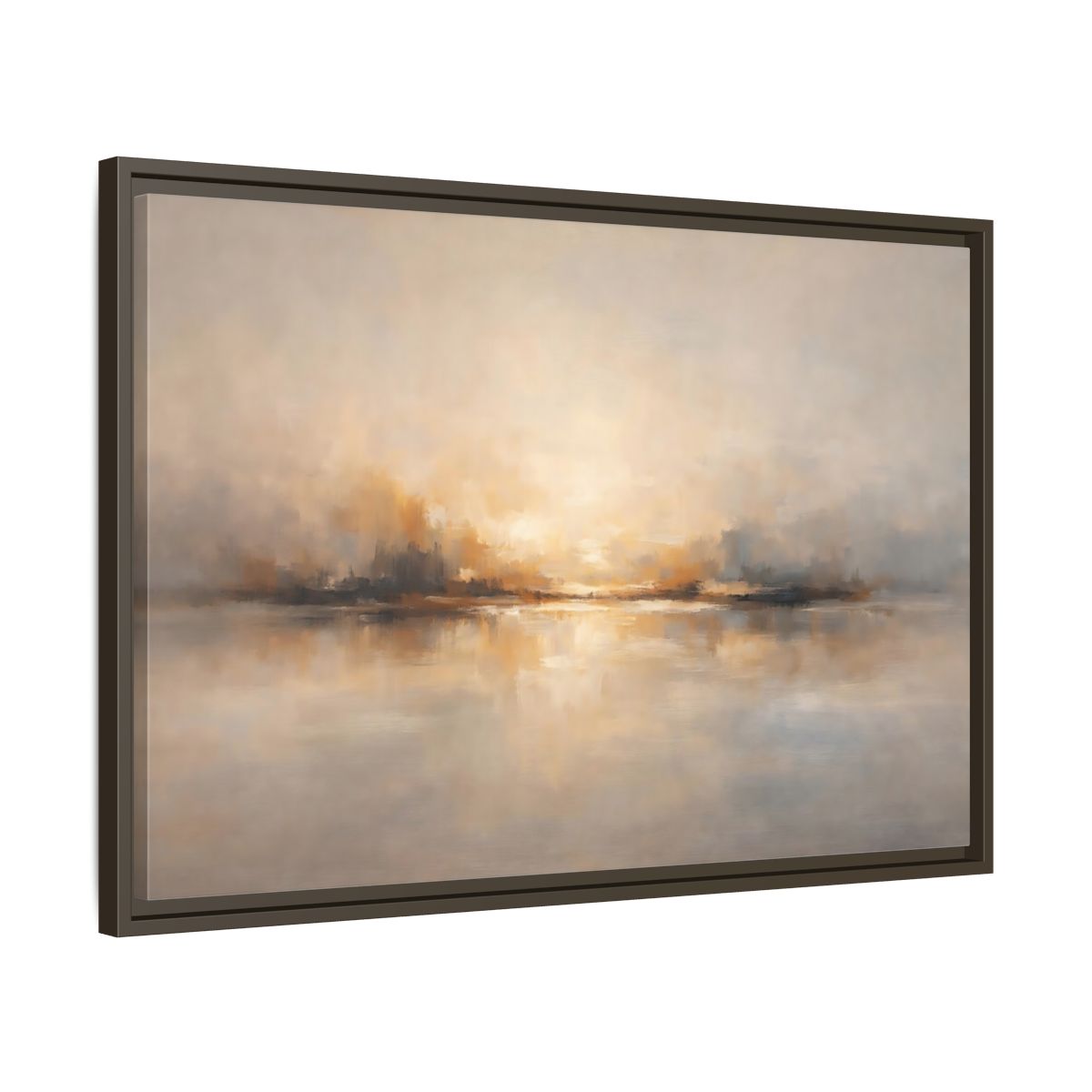 Side Mockup 11. Nature Abstract Landscape Gold Grey shown as stretched canvas wall art