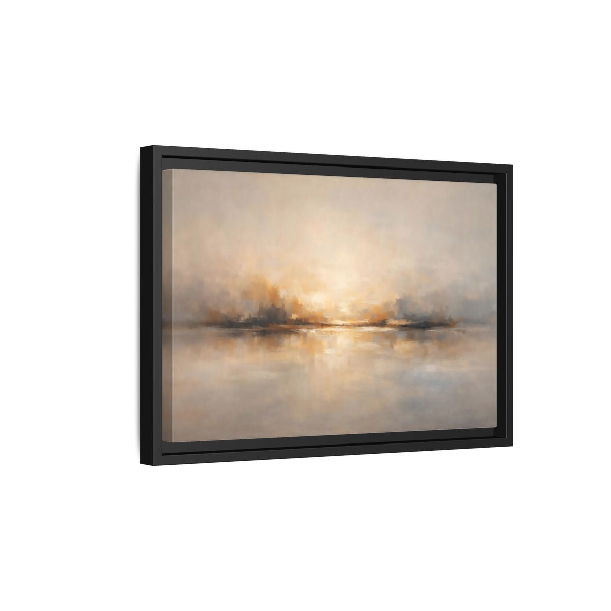 Side Mockup 6. Nature Abstract Landscape Gold Grey shown as stretched canvas wall art