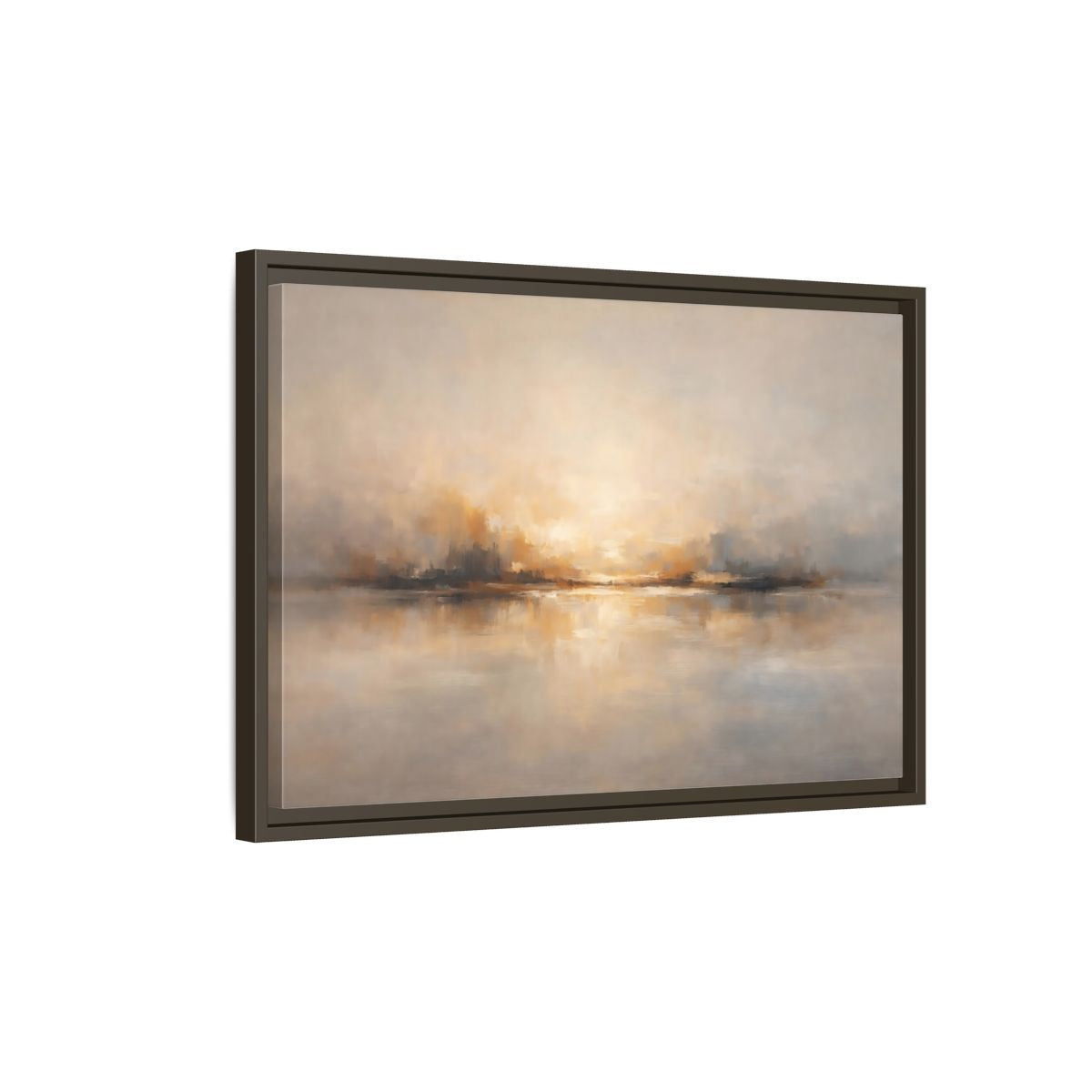 Side Mockup 2. Nature Abstract Landscape Gold Grey shown as stretched canvas wall art