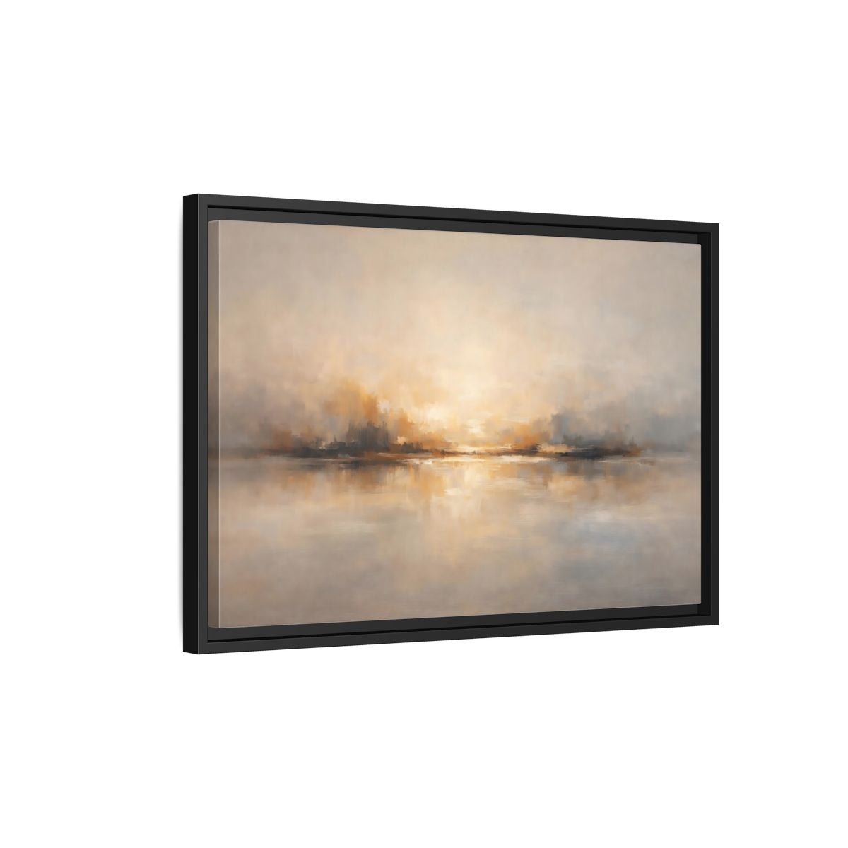 Side Mockup 3. Nature Abstract Landscape Gold Grey shown as stretched canvas wall art