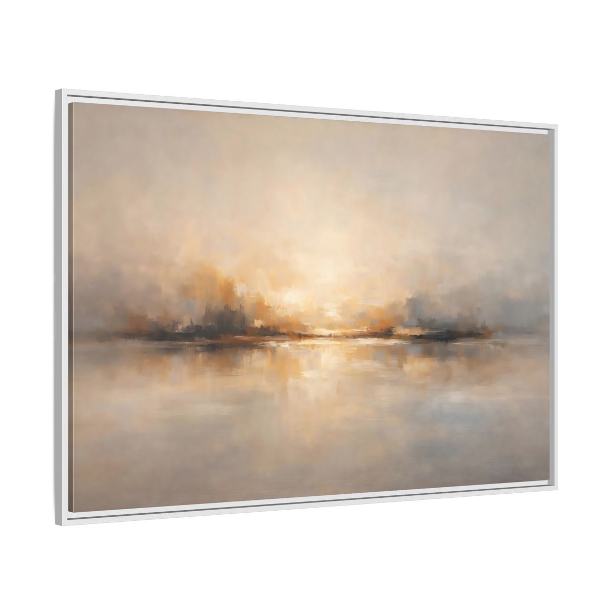 Side Mockup 7. Nature Abstract Landscape Gold Grey shown as stretched canvas wall art