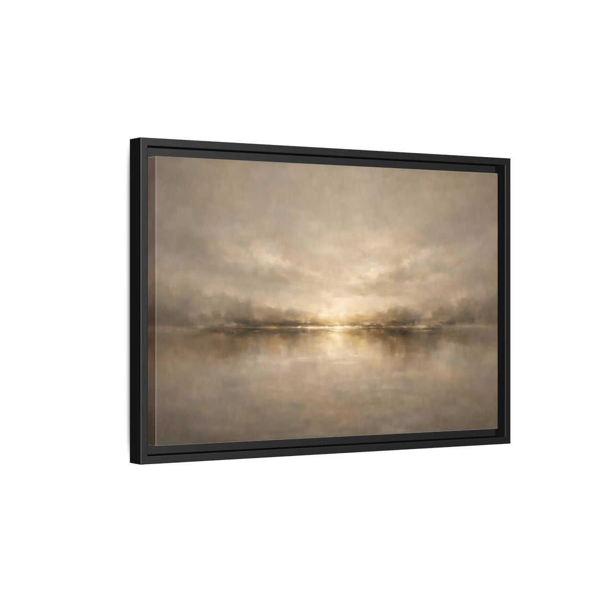 Side Mockup 3. Nature Abstract Landscape Golden Haze Landscape shown as stretched canvas wall art