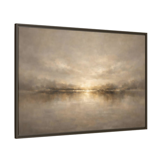 Main Mockup. Nature Abstract Landscape Golden Haze Landscape shown as stretched canvas wall art