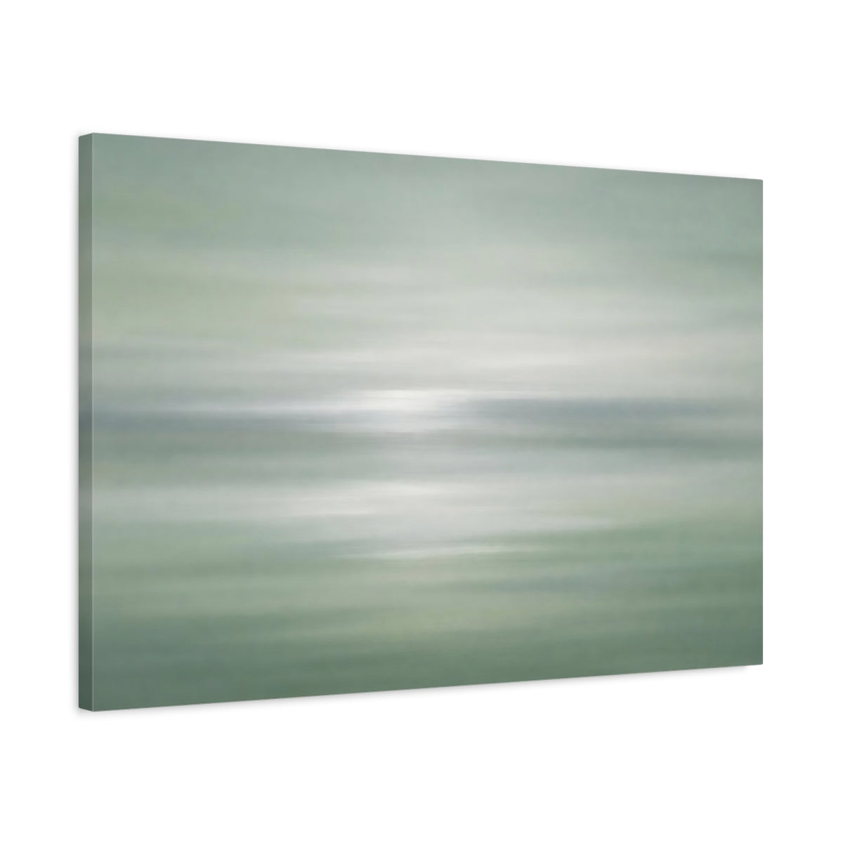 Side Mockup 2. Nature Abstract Landscape Mint Green Abstract shown as stretched canvas wall art