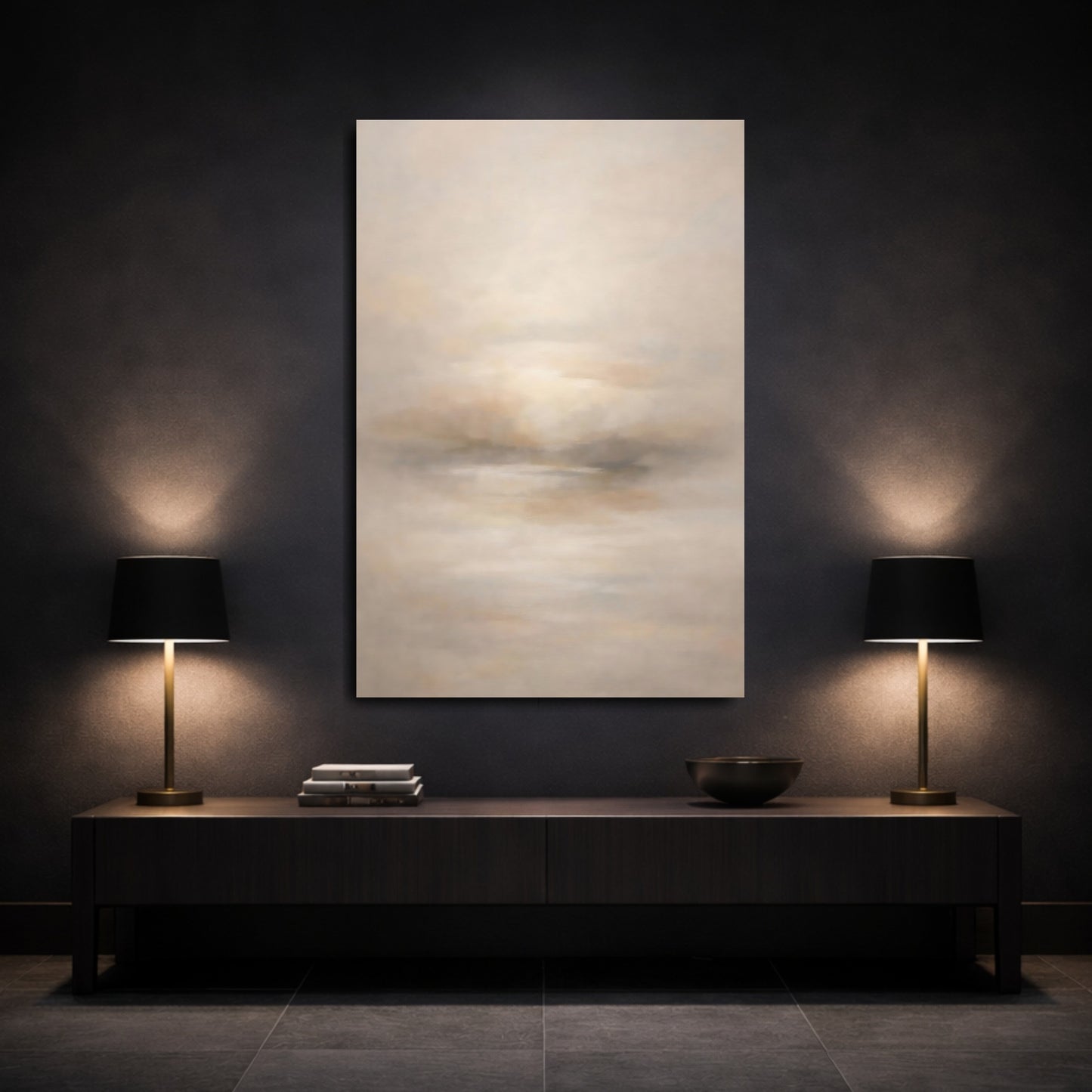 Mockup 2. Nature Abstract Landscape Neutral Abstract shown as stretched canvas wall art