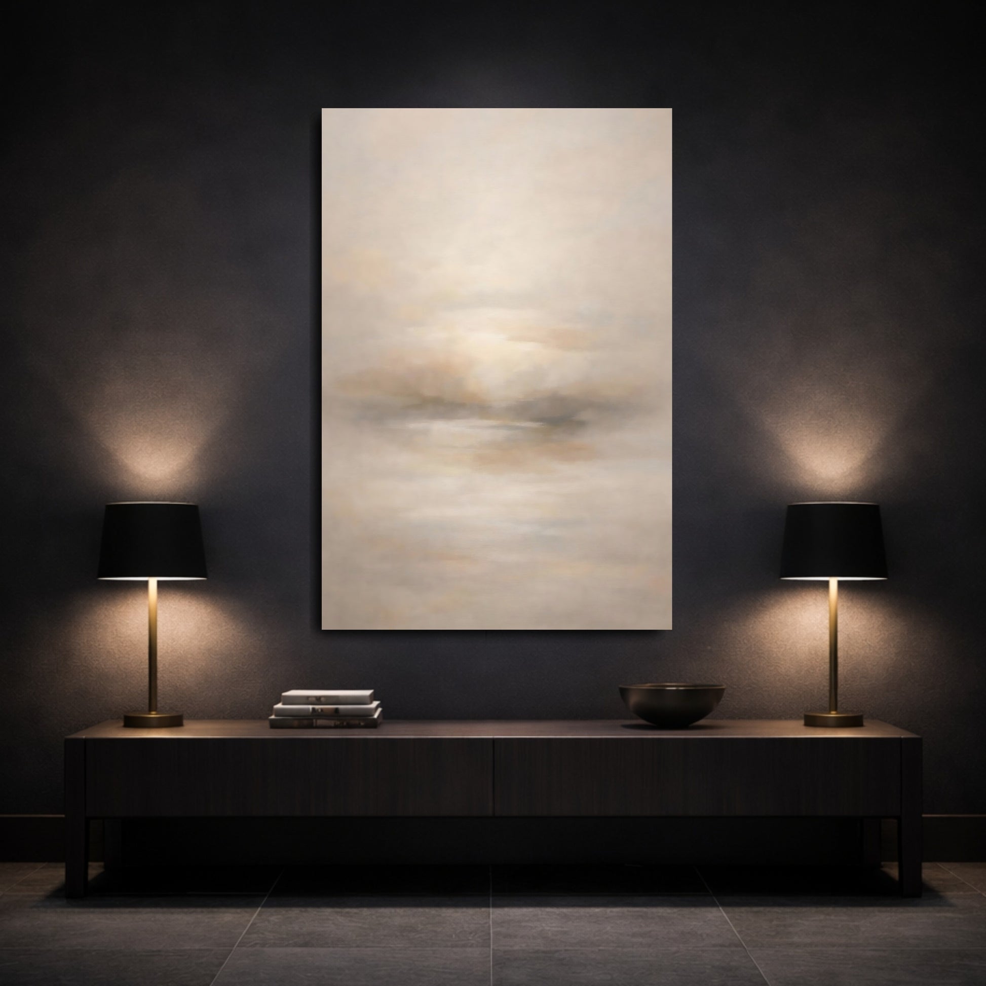 Mockup 2. Nature Abstract Landscape Neutral Abstract shown as stretched canvas wall art