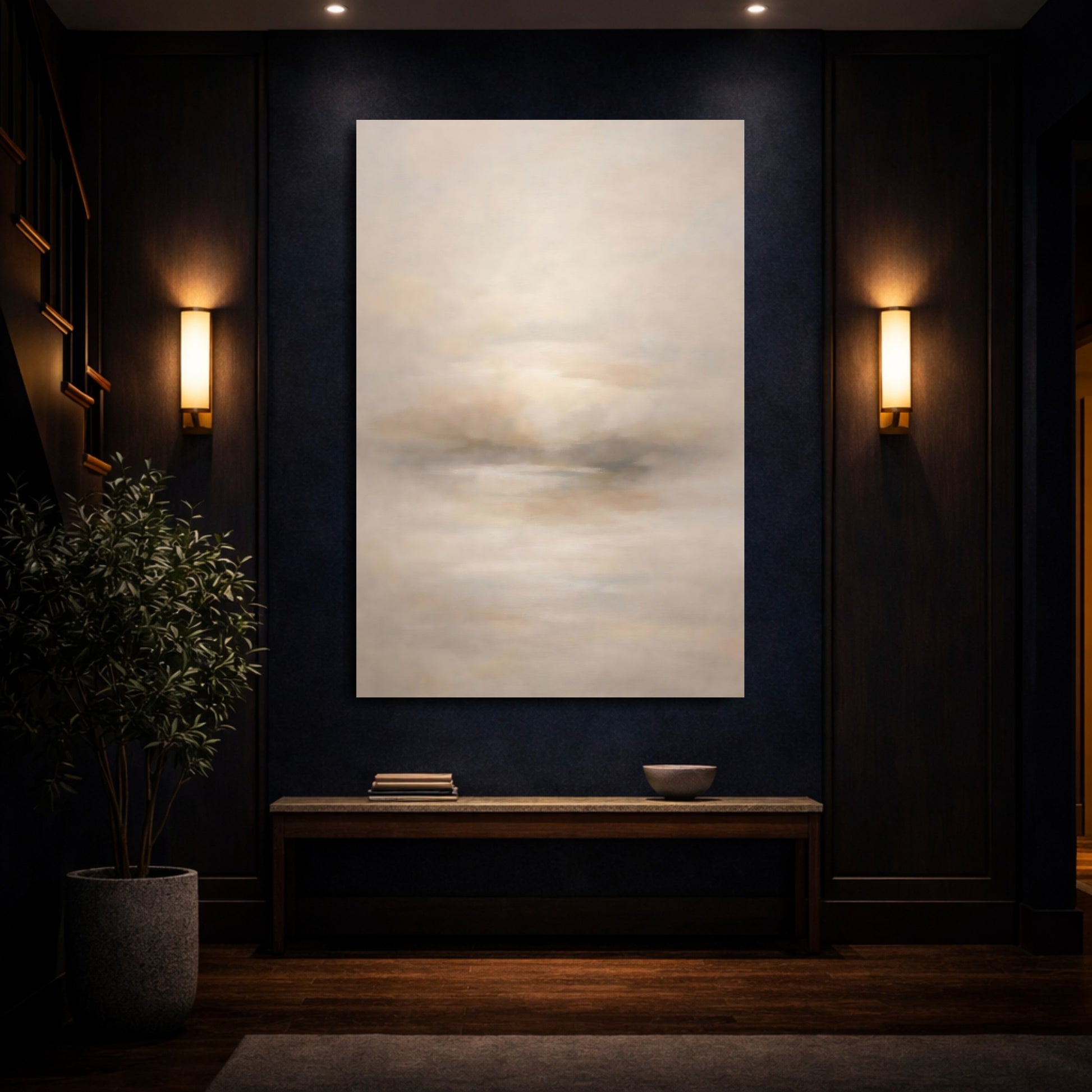 Mockup 3. Nature Abstract Landscape Neutral Abstract shown as stretched canvas wall art