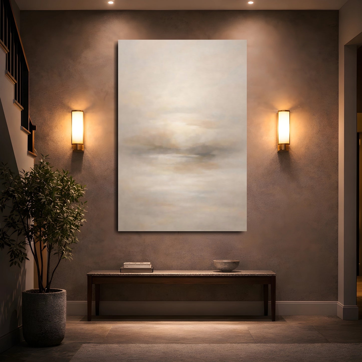 Mockup 4. Nature Abstract Landscape Neutral Abstract shown as stretched canvas wall art