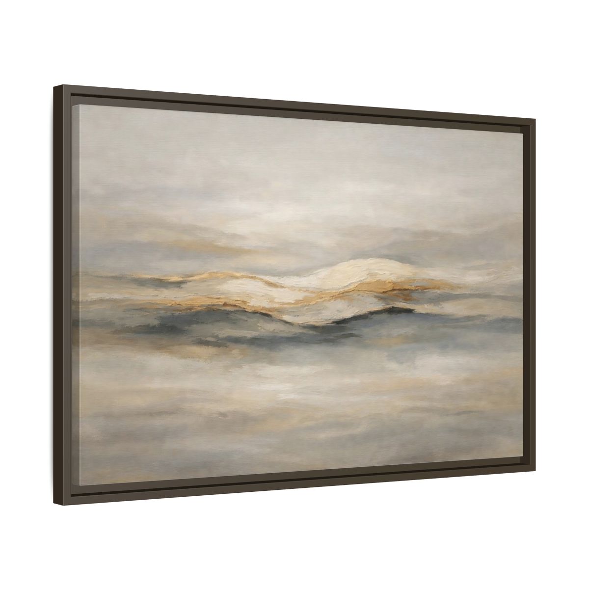Side Mockup 11. Nature Abstract Mountains Beige Grey Gold shown as stretched canvas wall art