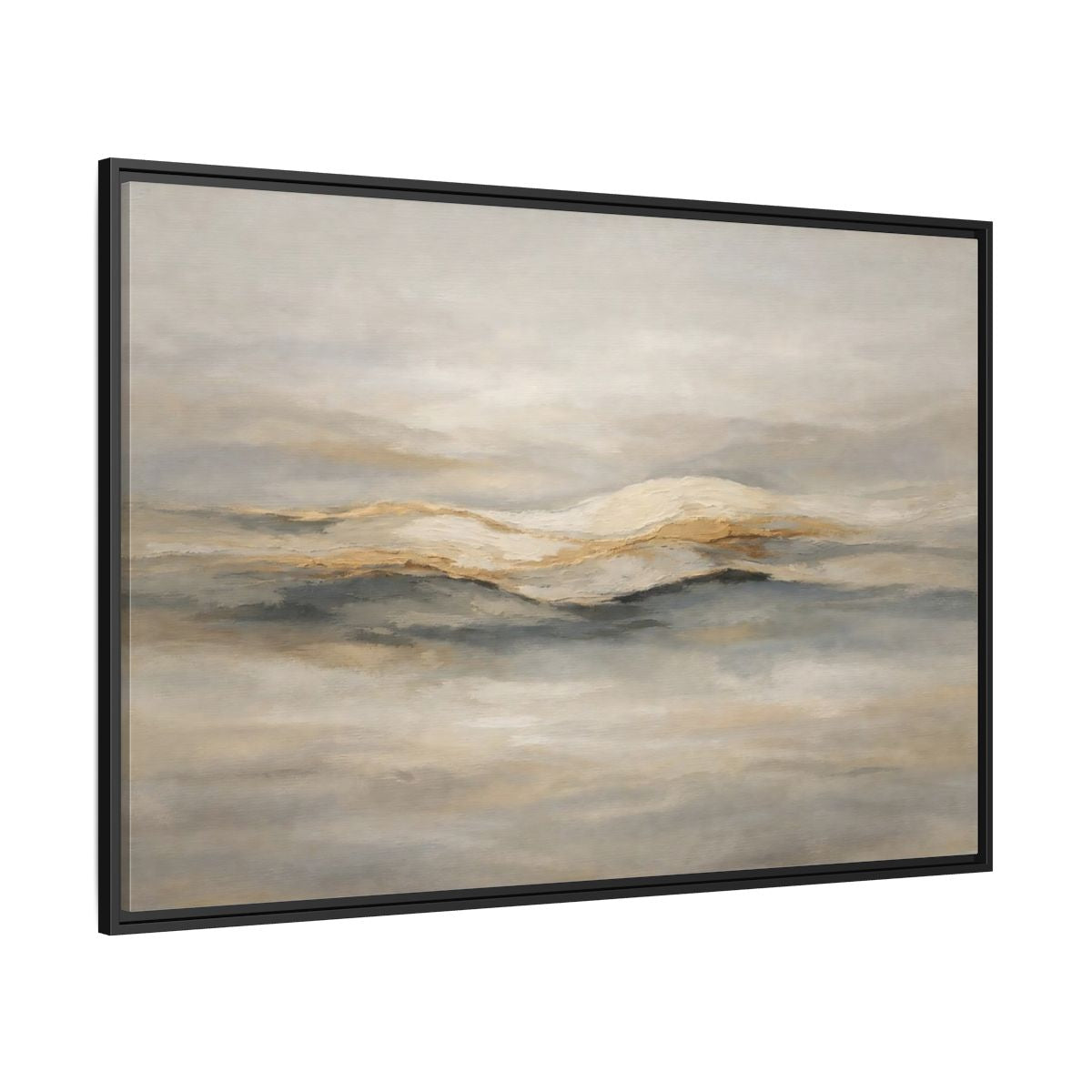 Side Mockup 12. Nature Abstract Mountains Beige Grey Gold shown as stretched canvas wall art