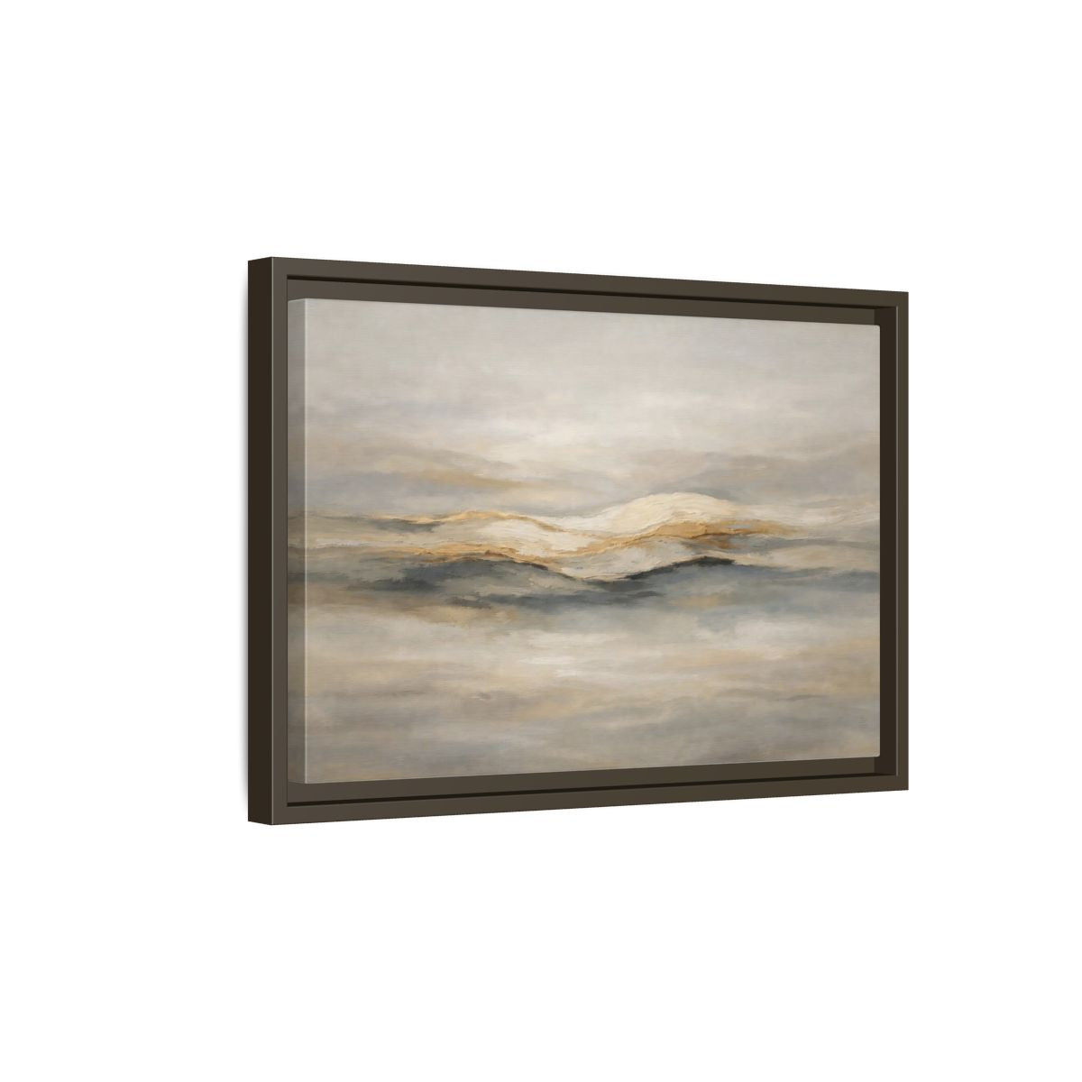 Side Mockup 5. Nature Abstract Mountains Beige Grey Gold shown as stretched canvas wall art