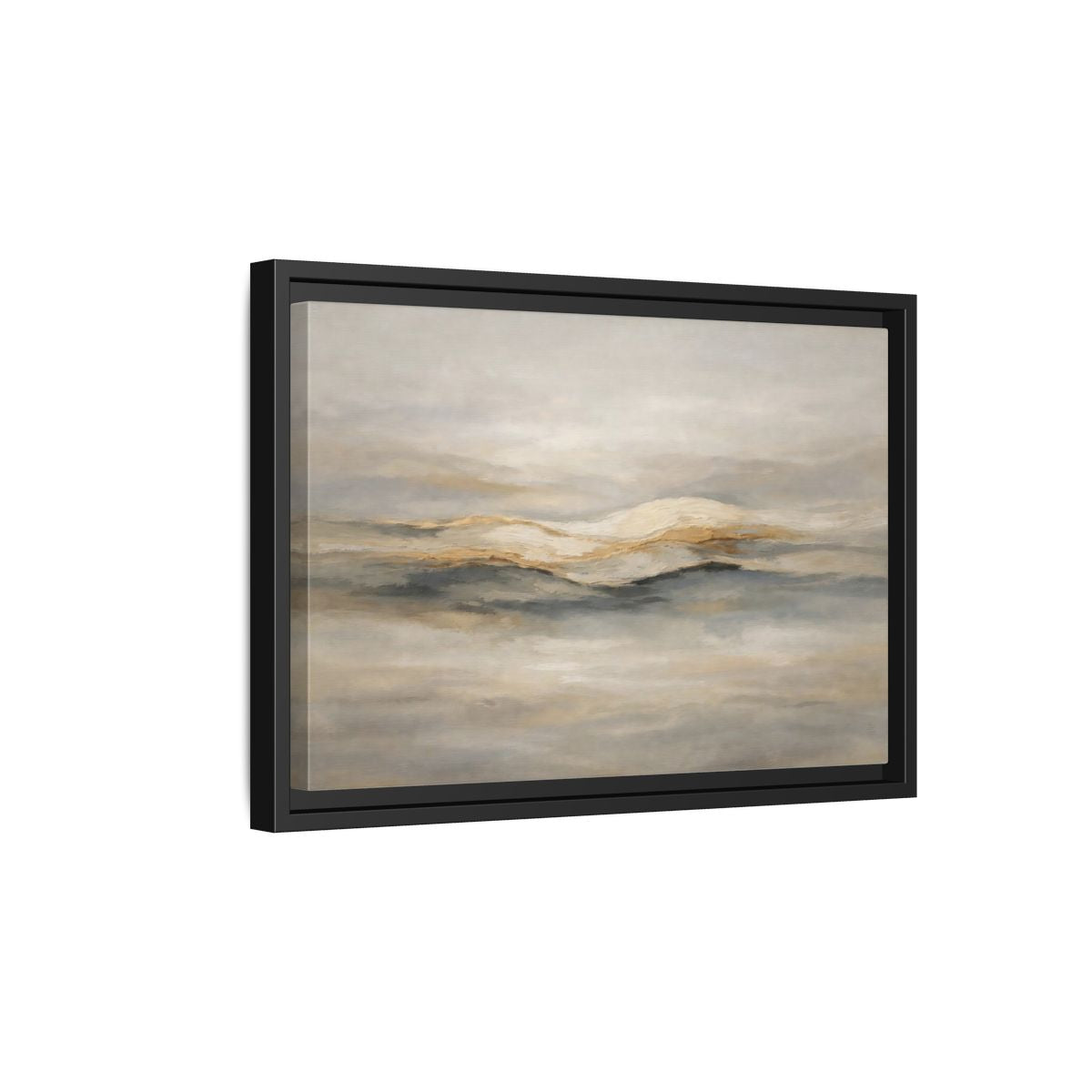 Side Mockup 6. Nature Abstract Mountains Beige Grey Gold shown as stretched canvas wall art