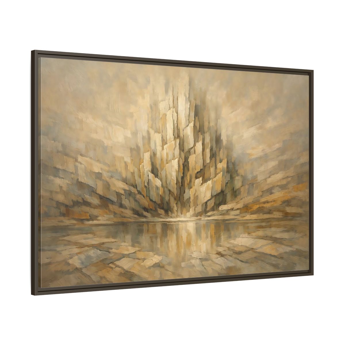 Main Mockup. Nature Abstract Mountains Brown Beige Abstract shown as stretched canvas wall art