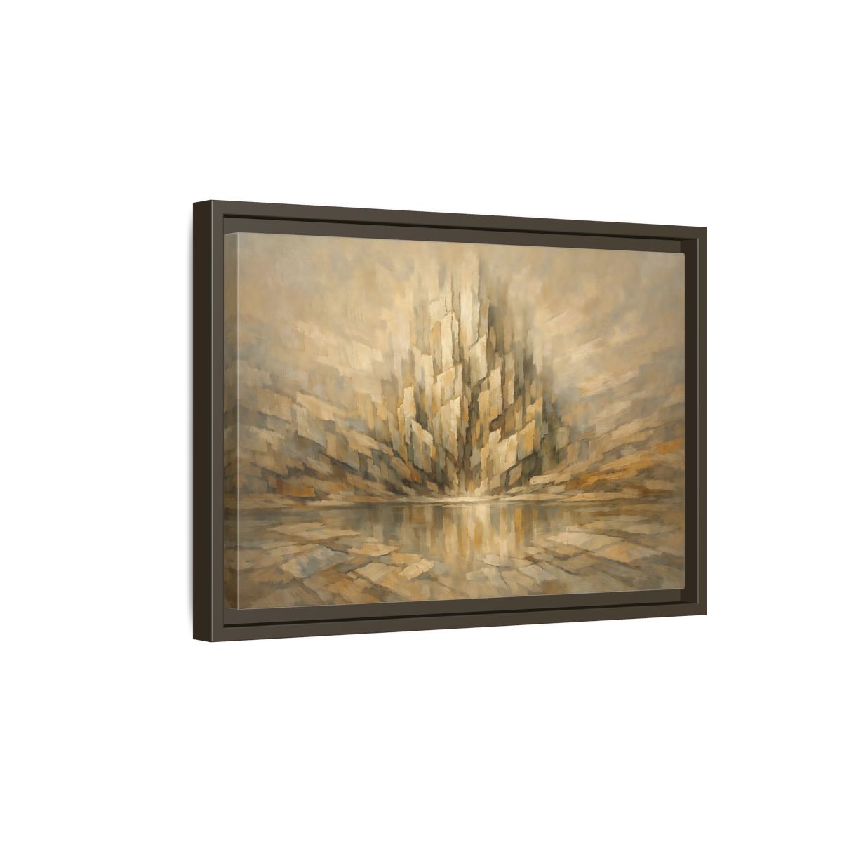 Side Mockup 5. Nature Abstract Mountains Brown Beige Abstract shown as stretched canvas wall art