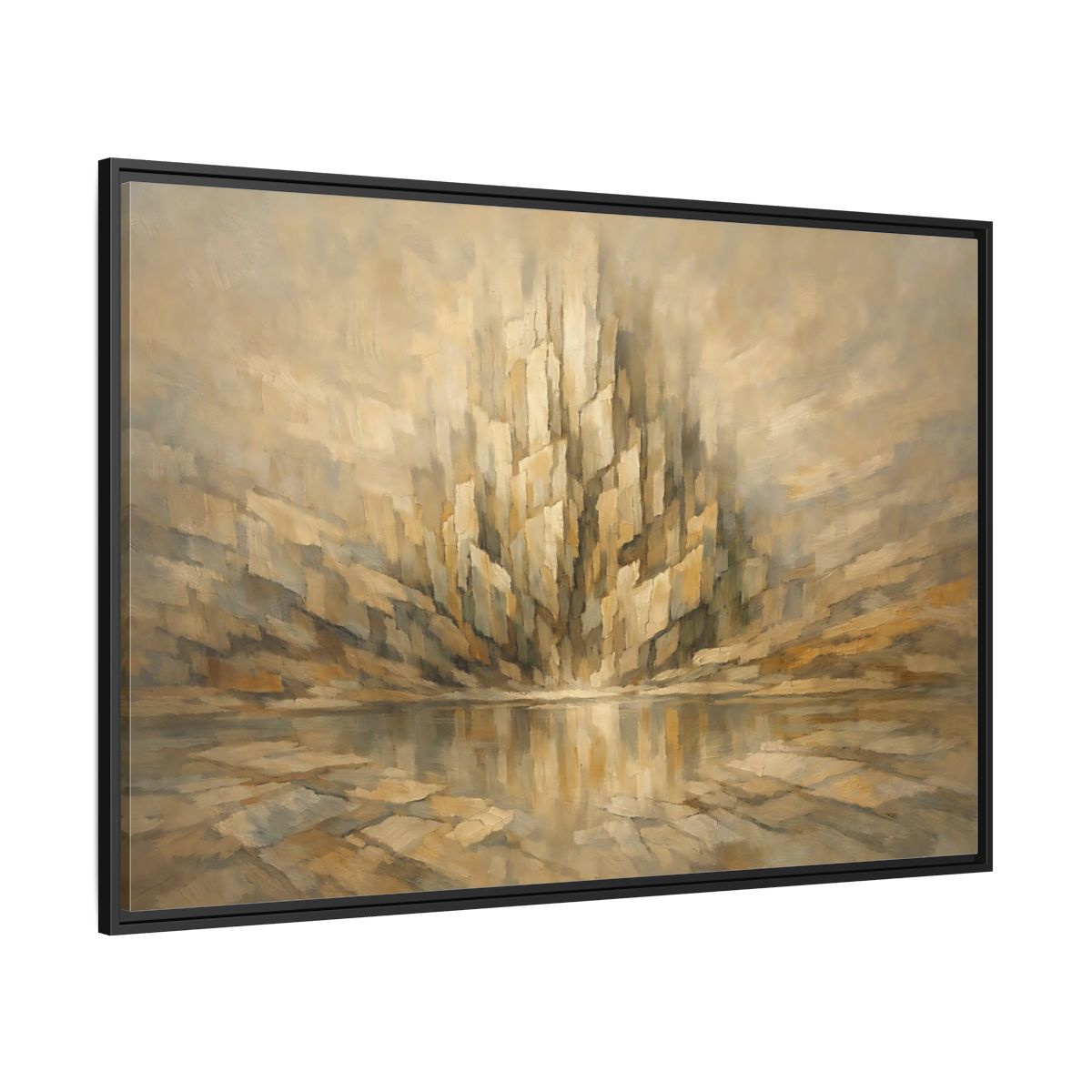 Side Mockup 12. Nature Abstract Mountains Brown Beige Abstract shown as stretched canvas wall art