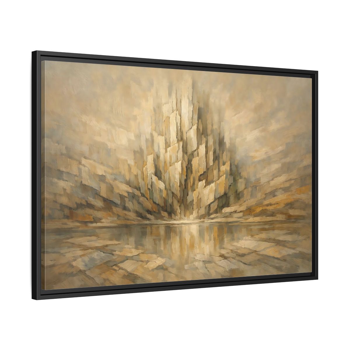 Side Mockup 13. Nature Abstract Mountains Brown Beige Abstract shown as stretched canvas wall art
